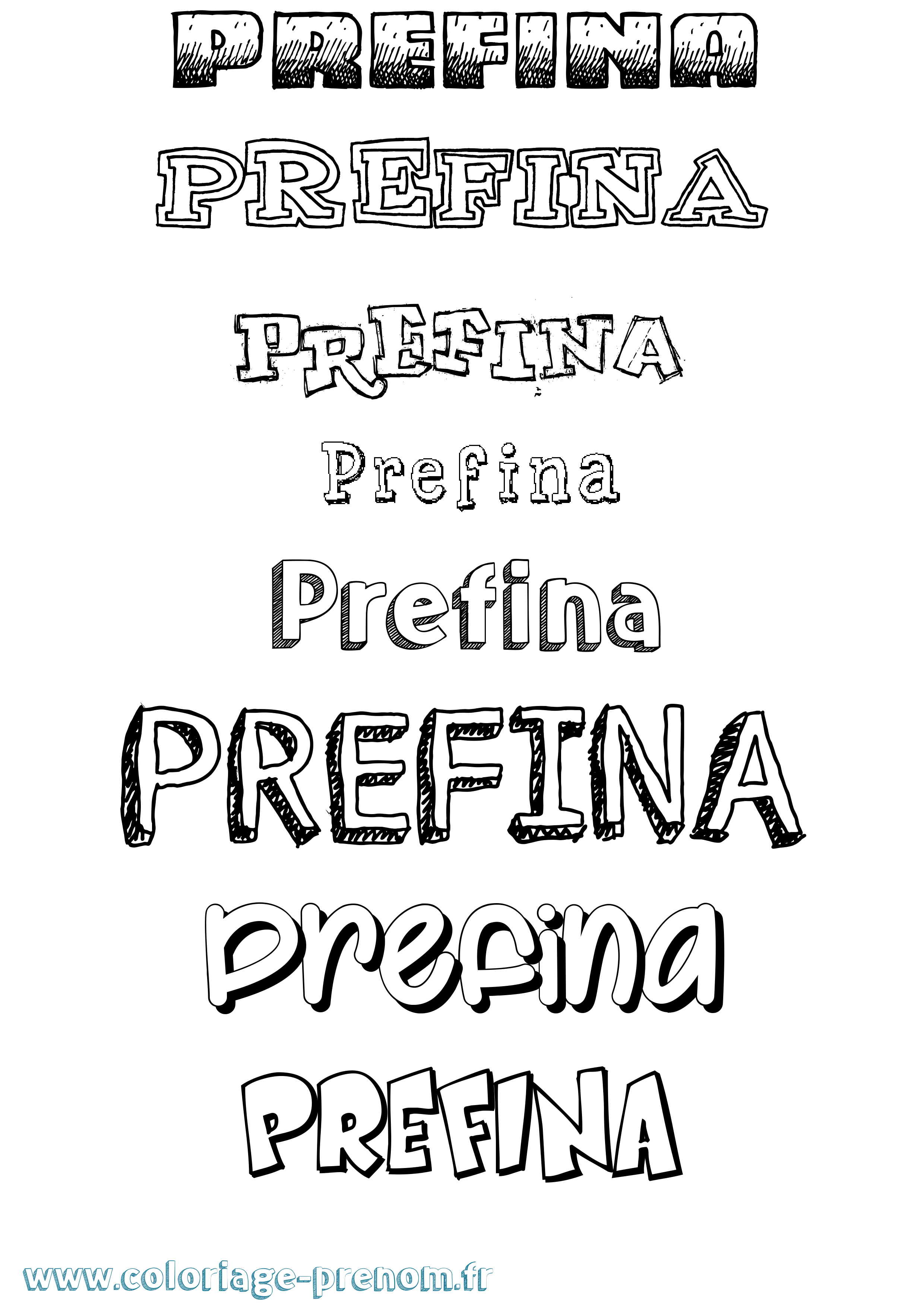 Coloriage Prefina Dessiné Coloriage prénom Prefina Dessiné