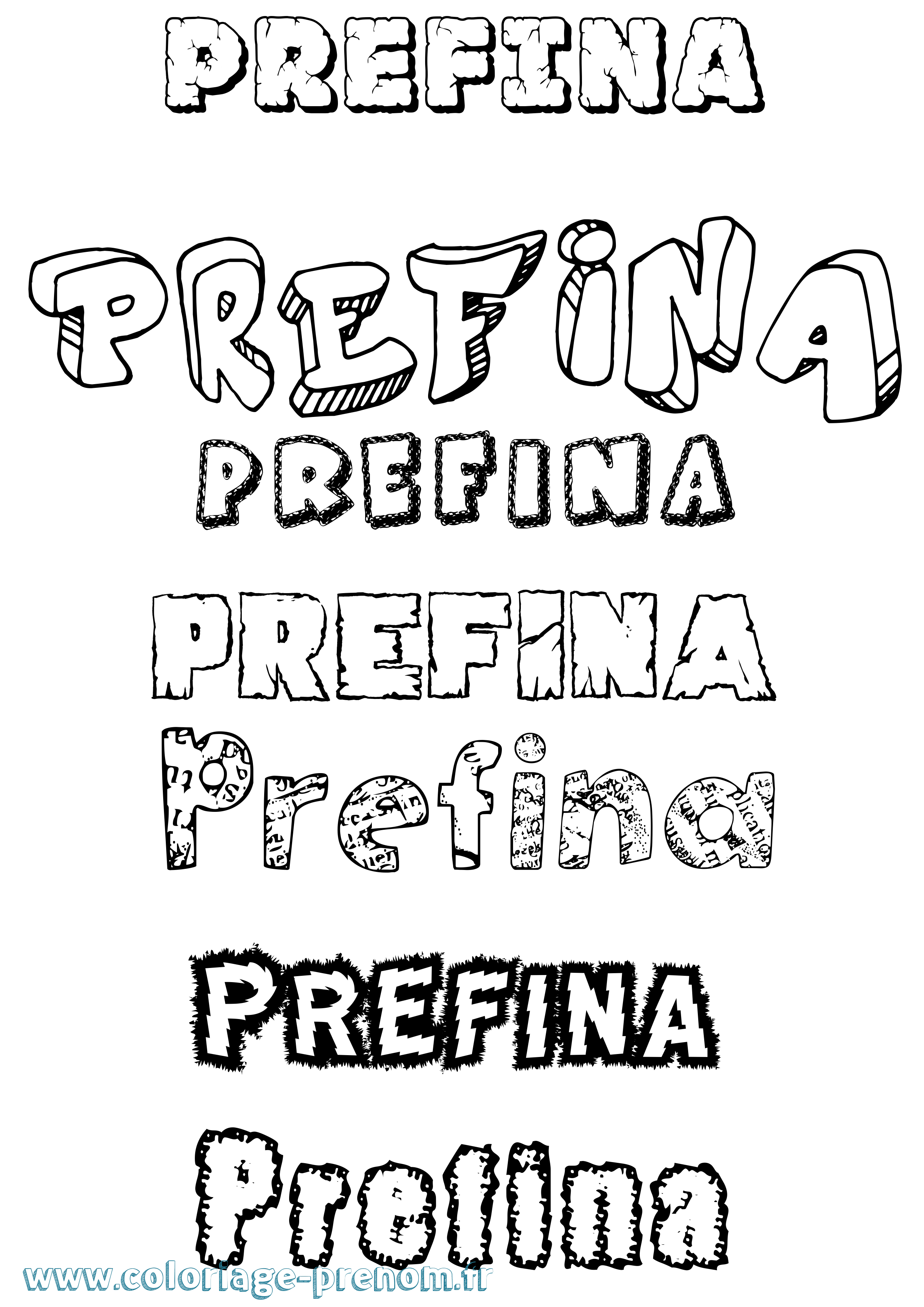 Coloriage Prefina Destructuré Coloriage prénom Prefina Destructuré