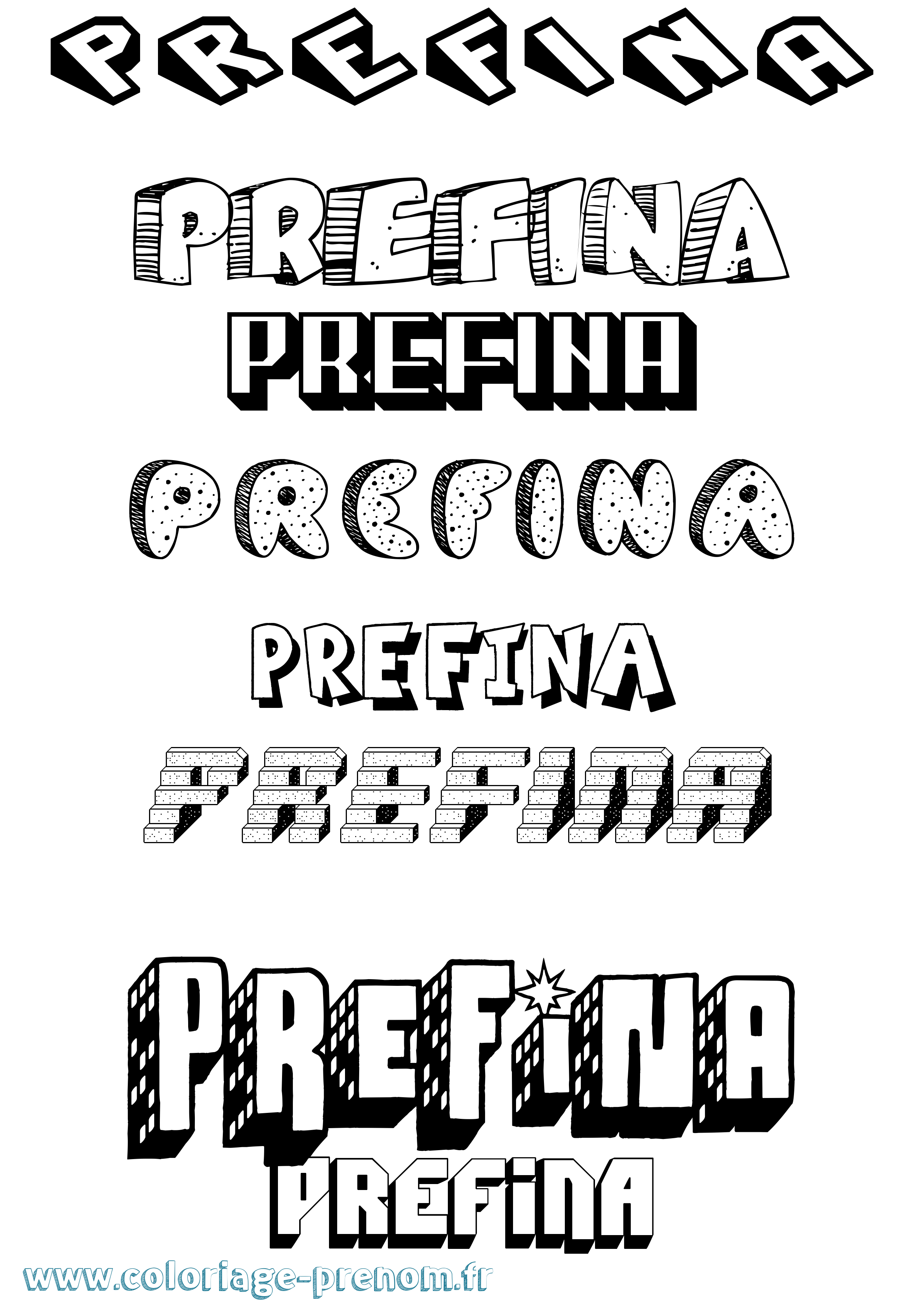 Coloriage Prefina Effet 3D Coloriage prénom Prefina Effet 3D