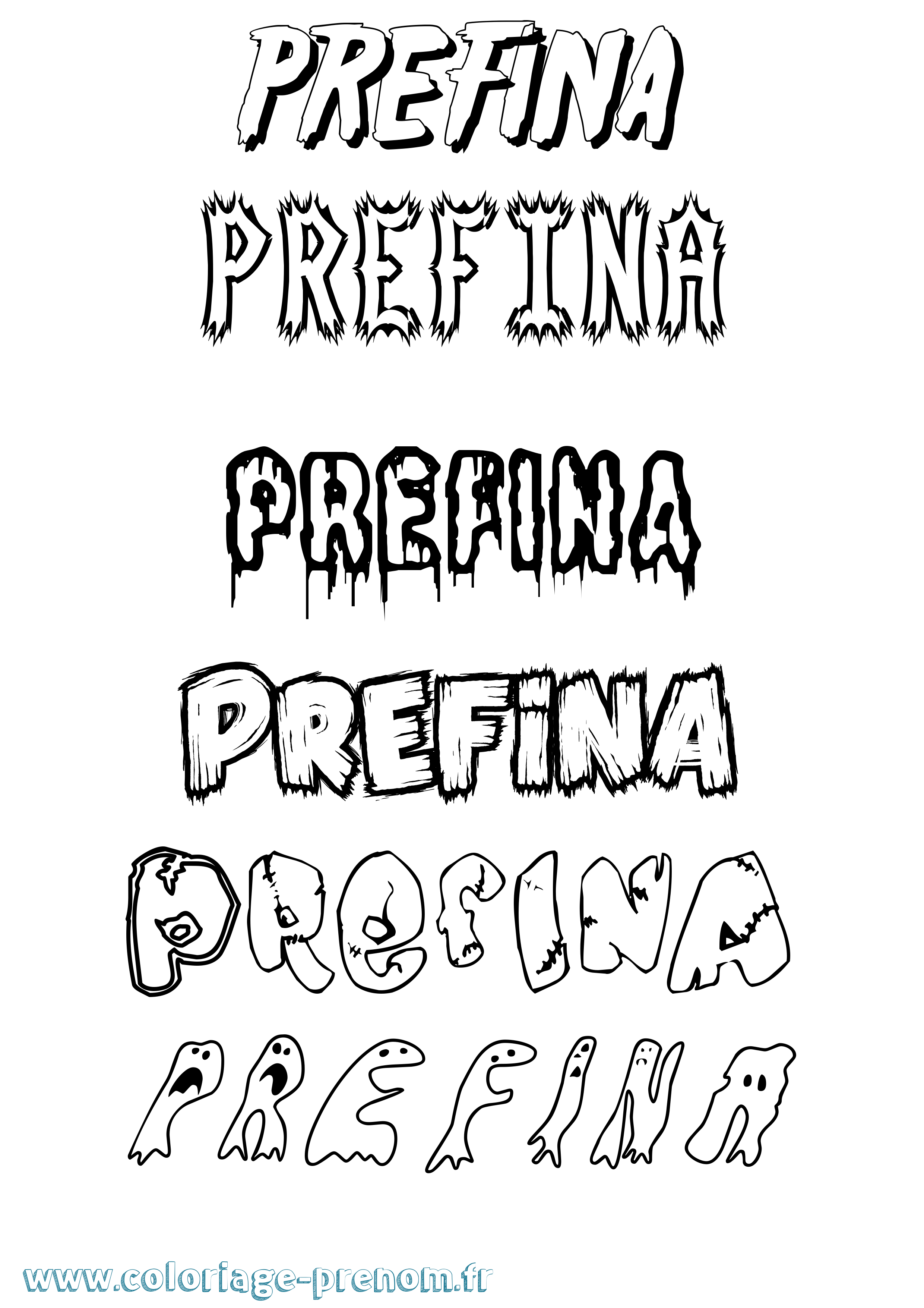 Coloriage Prefina Frisson Coloriage prénom Prefina Frisson