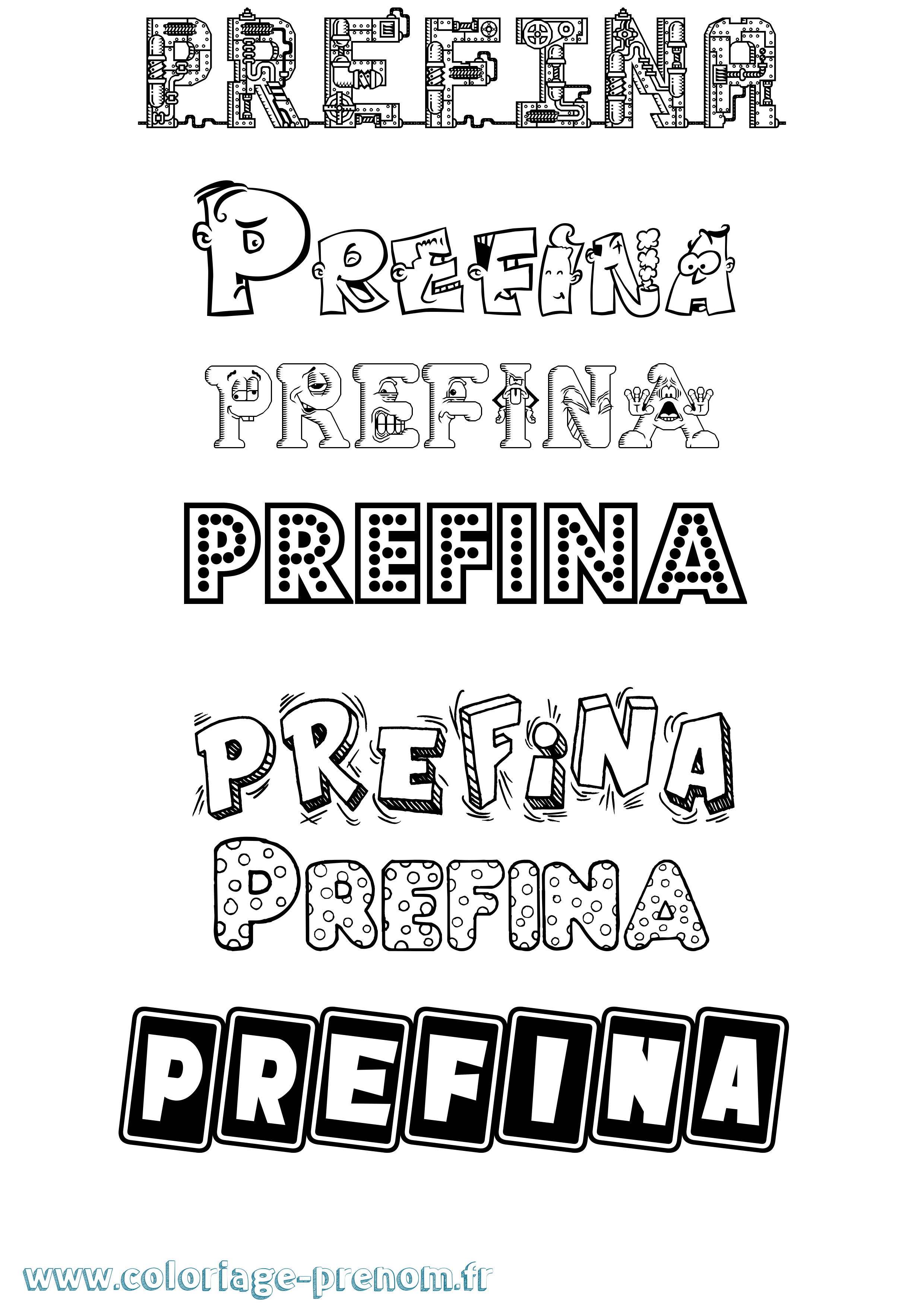 Coloriage Prefina Fun Coloriage prénom Prefina Fun