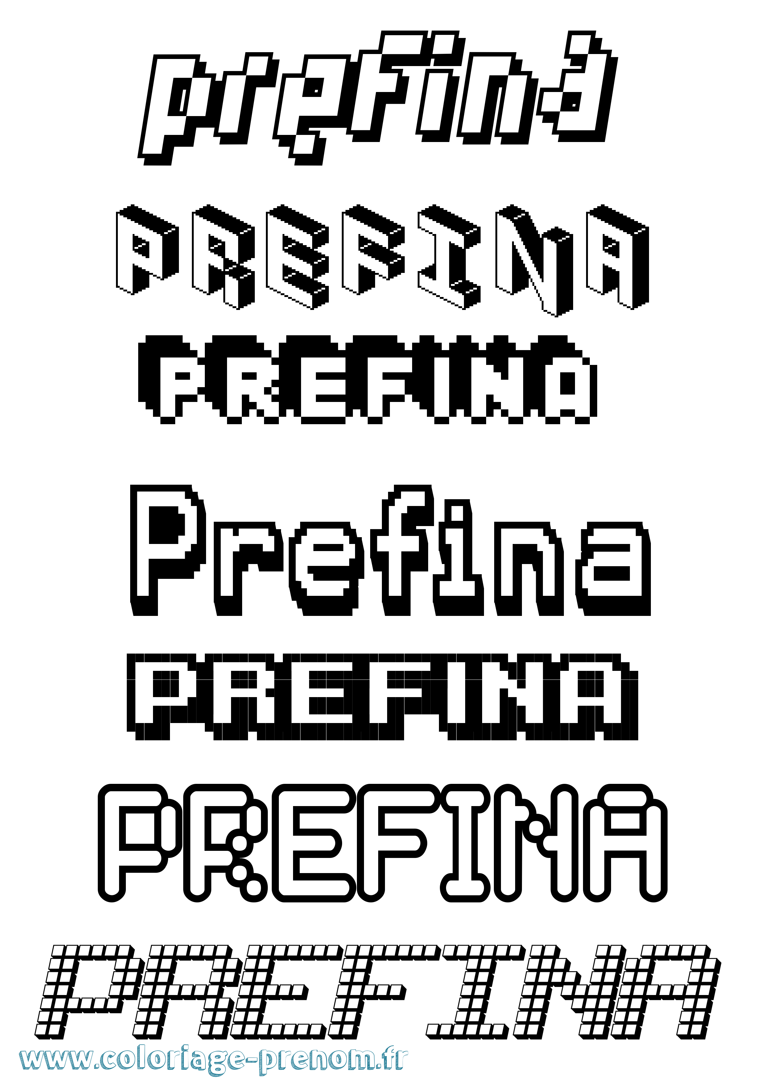 Coloriage Prefina Pixel Coloriage prénom Prefina Pixel