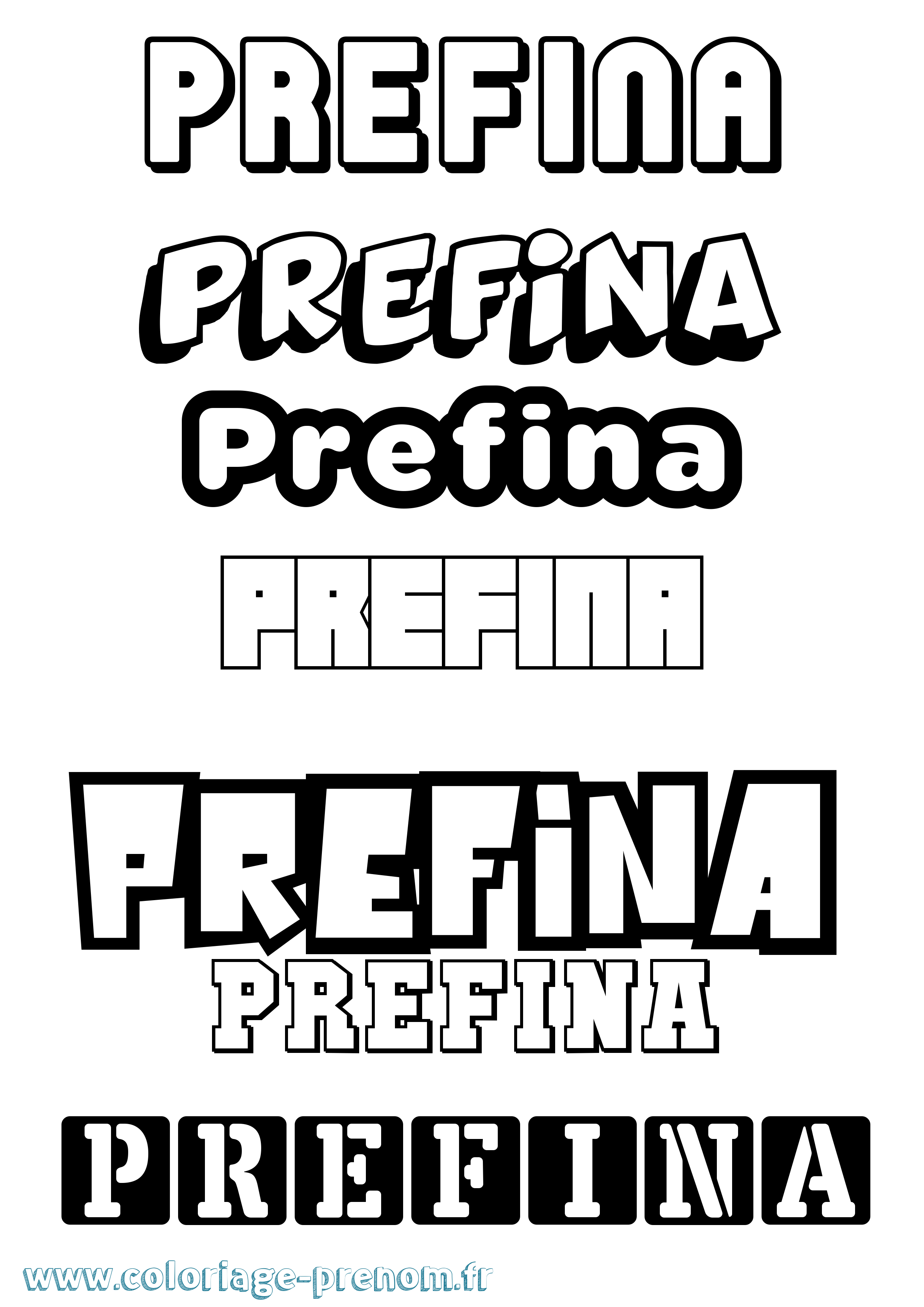 Coloriage Prefina Simple Coloriage prénom Prefina Simple
