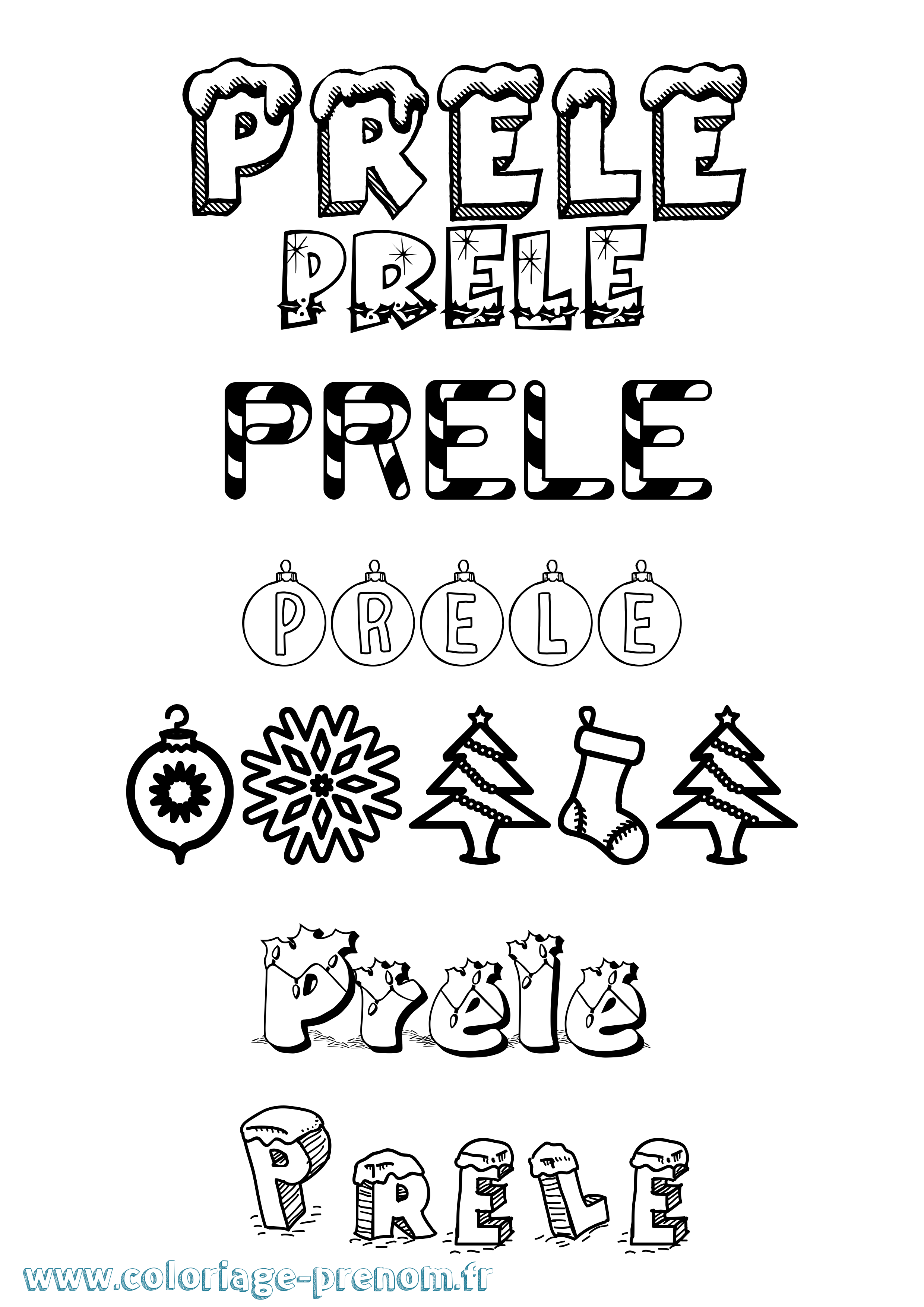 Coloriage Prele Noël Coloriage prénom Prele Noël
