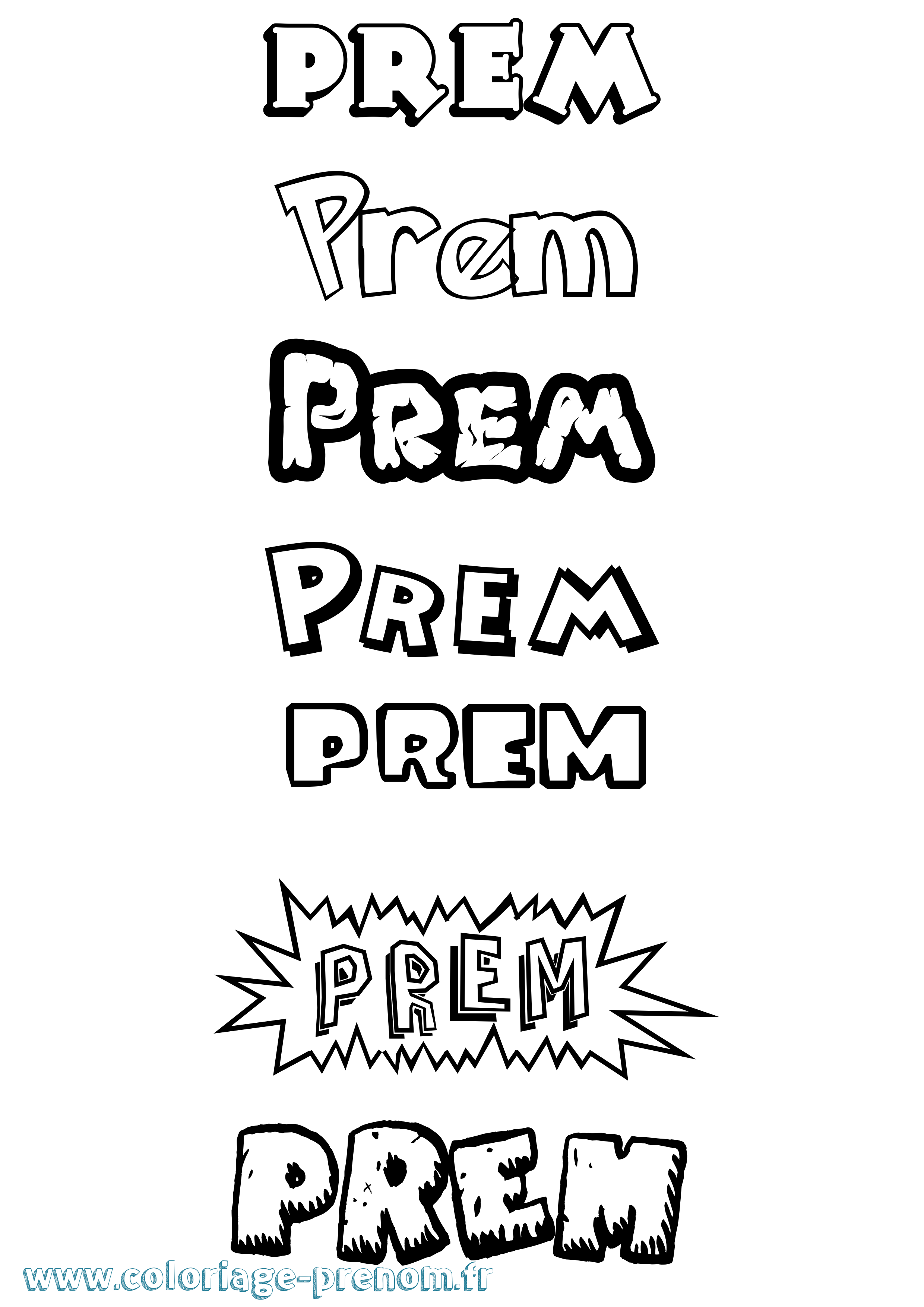 Coloriage Prem Dessin Animé Coloriage prénom Prem Dessin Animé