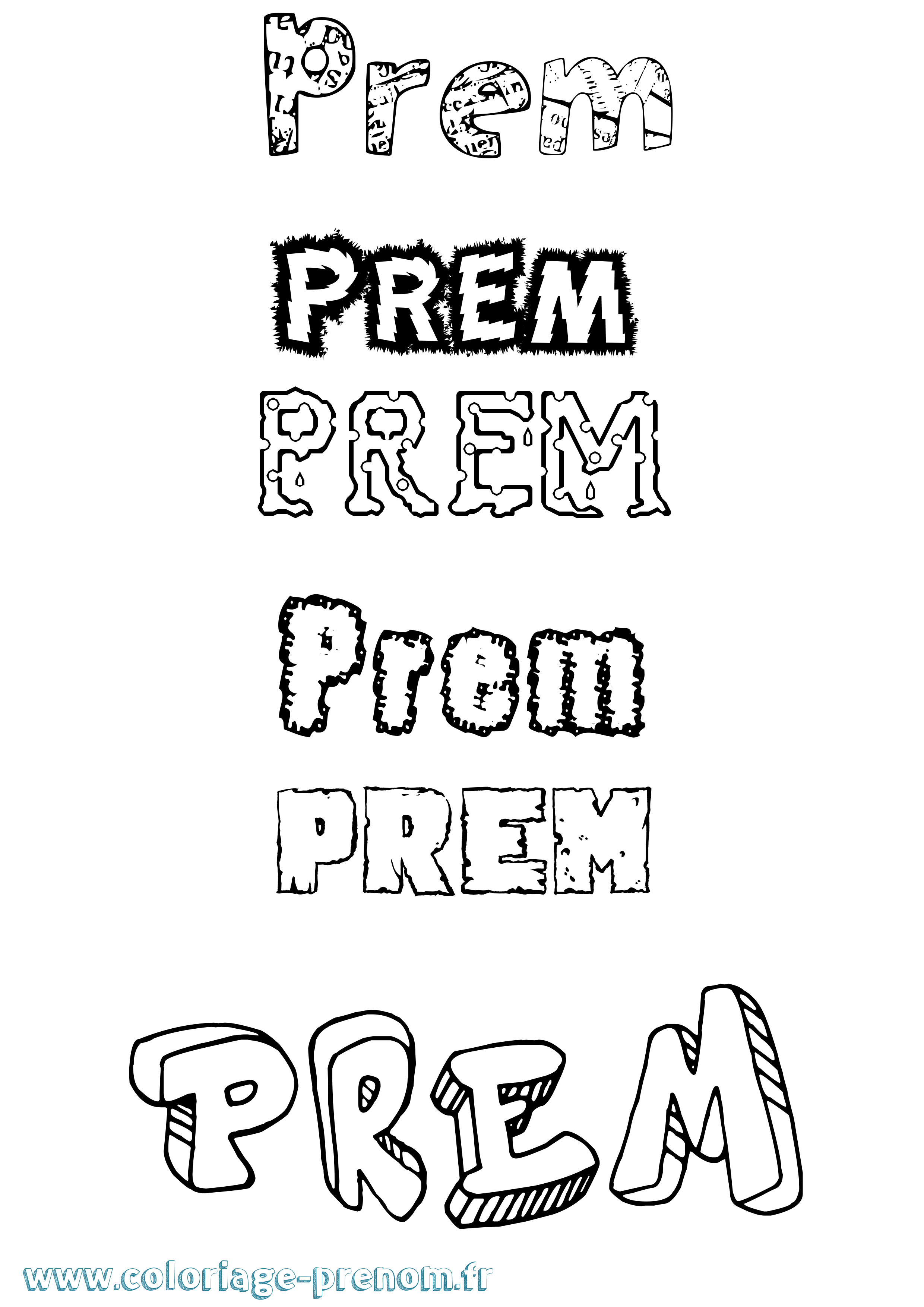 Coloriage Prem Destructuré Coloriage prénom Prem Destructuré