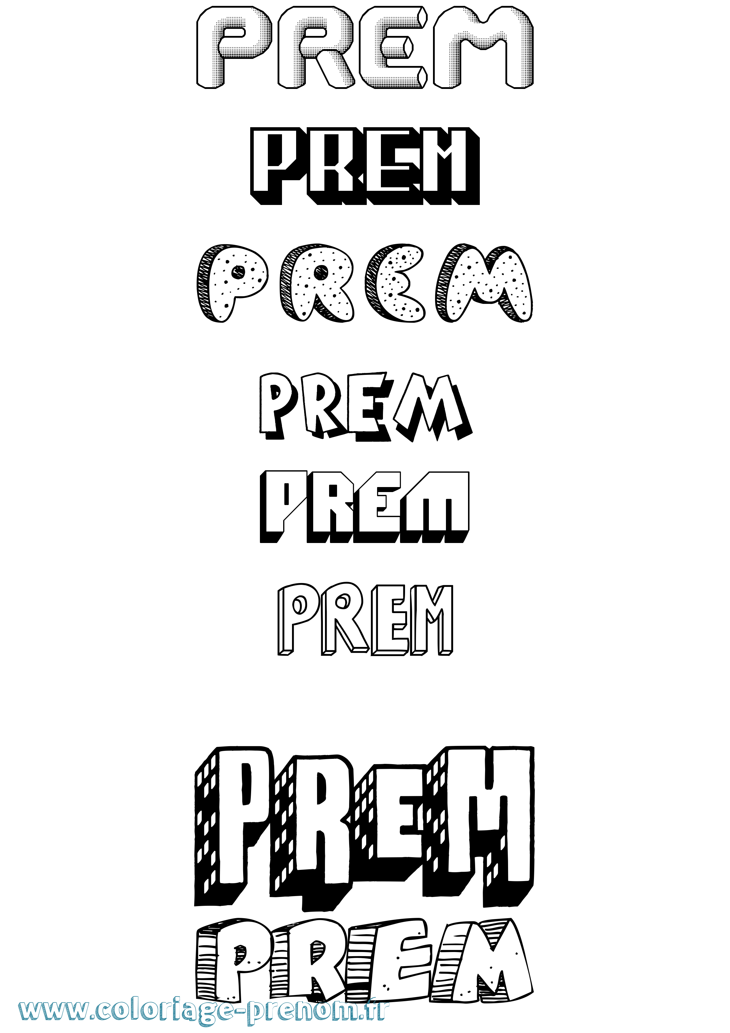 Coloriage Prem Effet 3D Coloriage prénom Prem Effet 3D