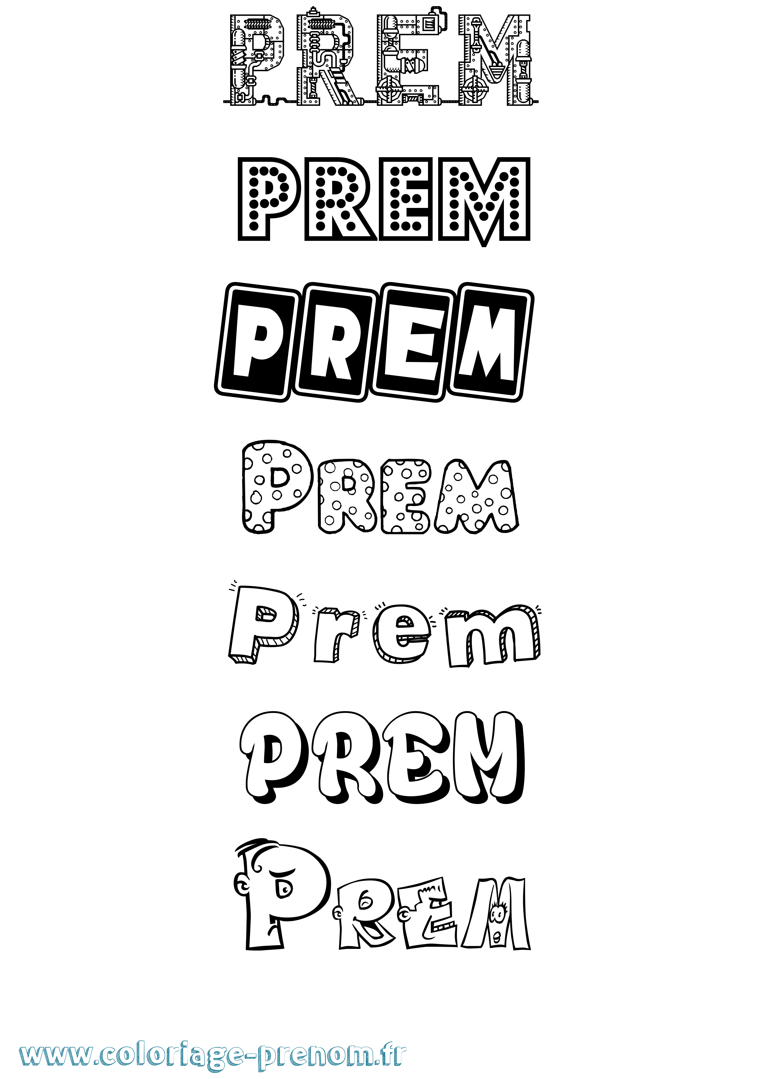 Coloriage Prem Fun Coloriage prénom Prem Fun