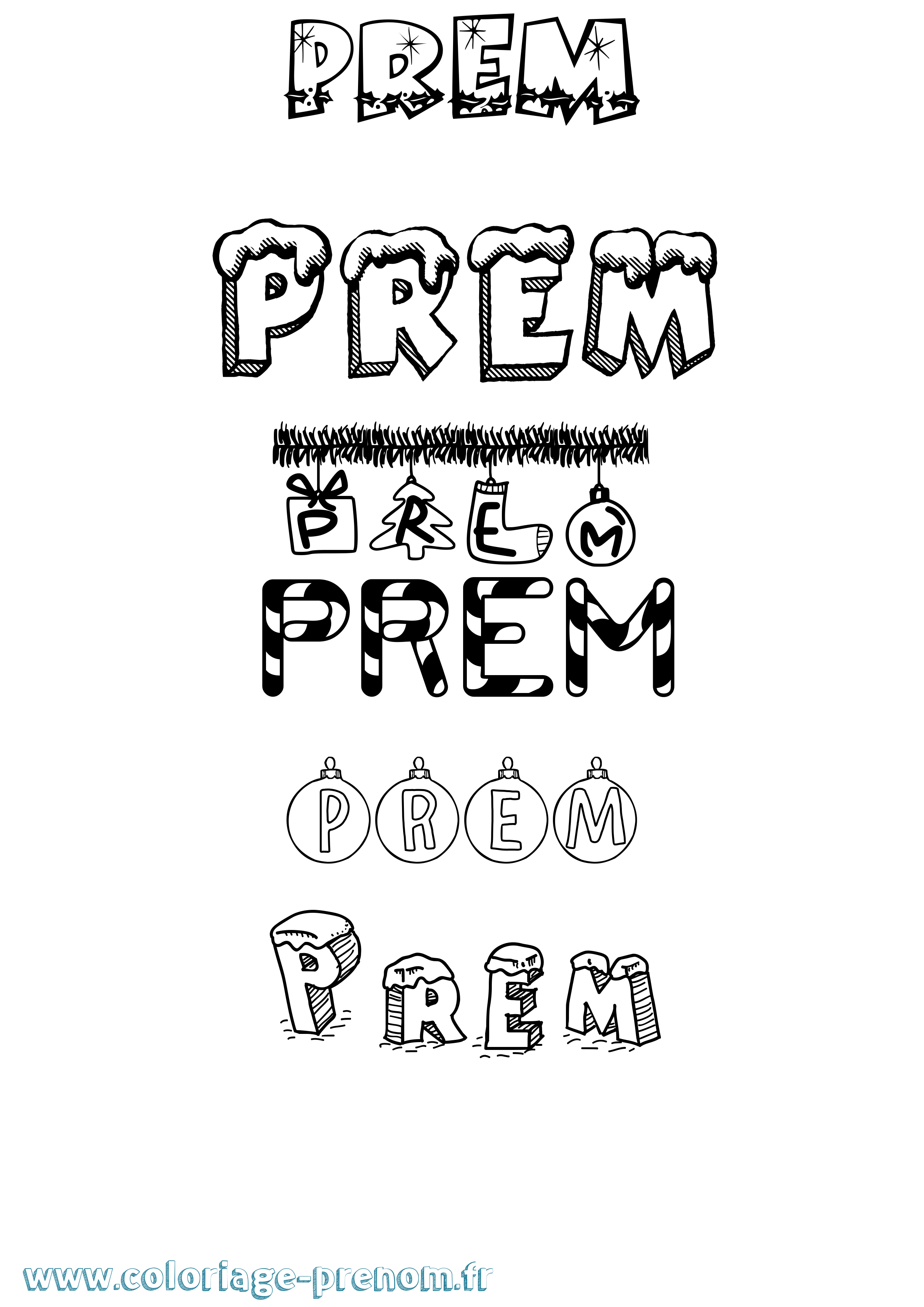Coloriage Prem Noël Coloriage prénom Prem Noël
