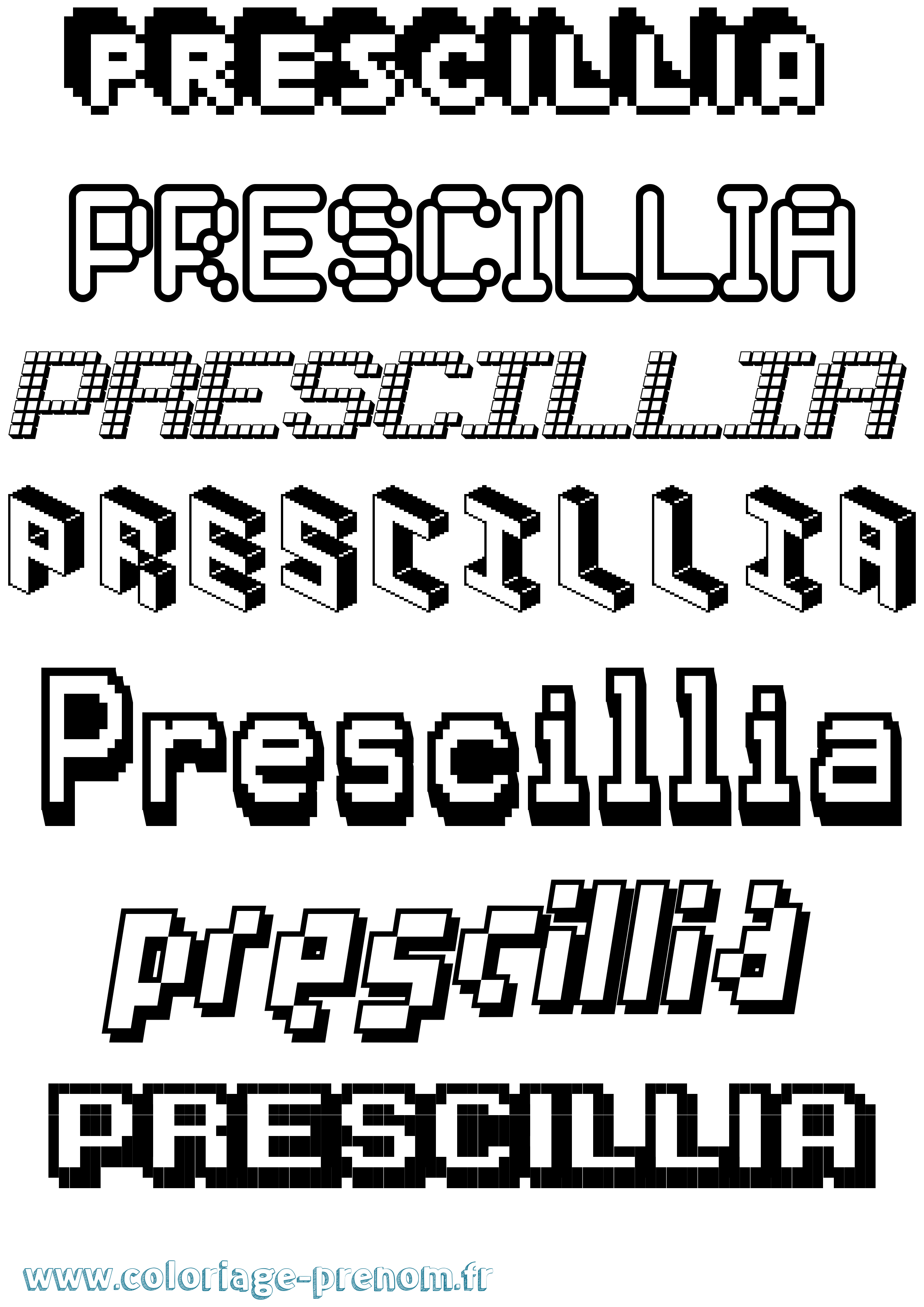 Coloriage Prescillia Pixel Coloriage prénom Prescillia Pixel