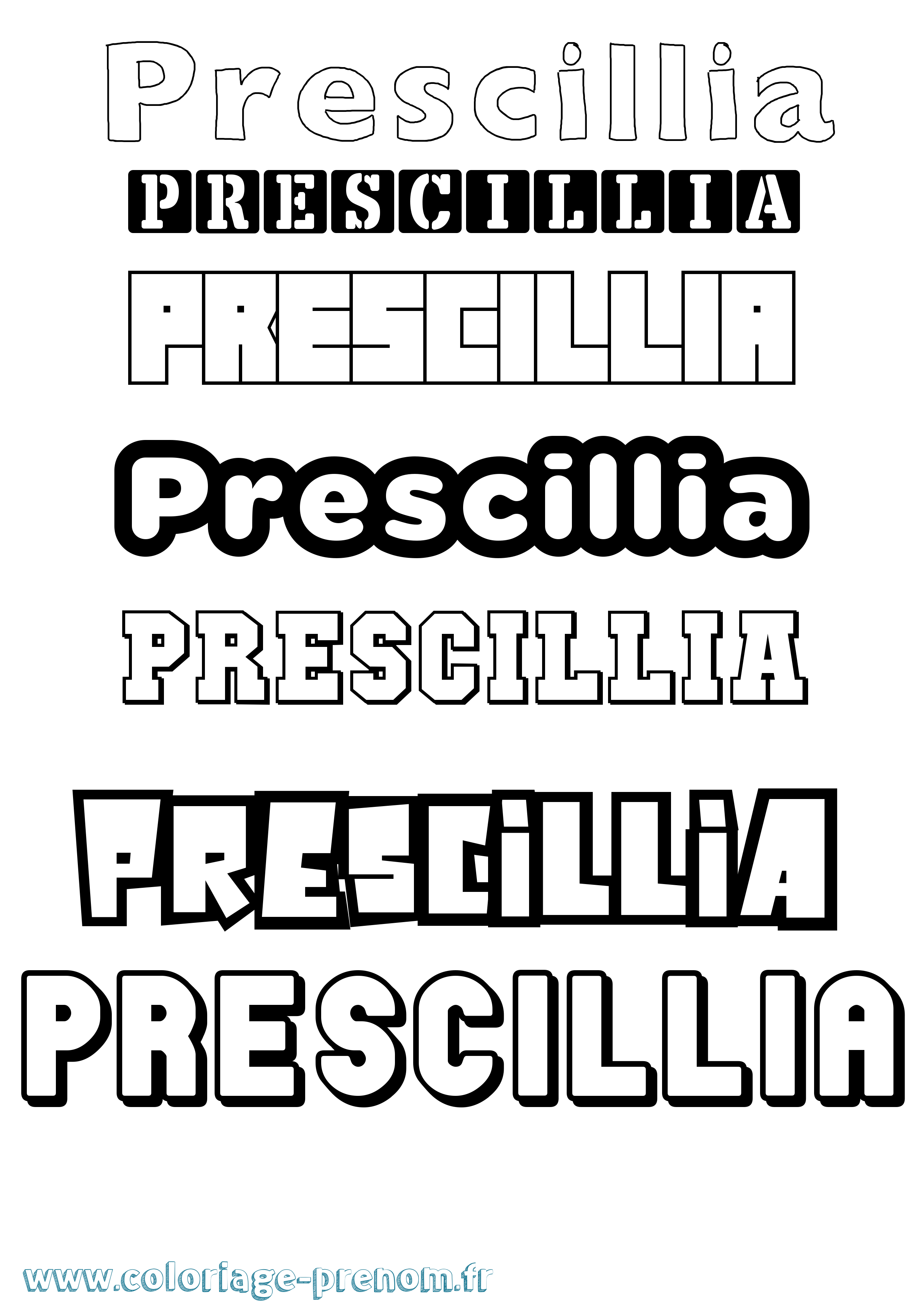 Coloriage Prescillia Simple Coloriage prénom Prescillia Simple