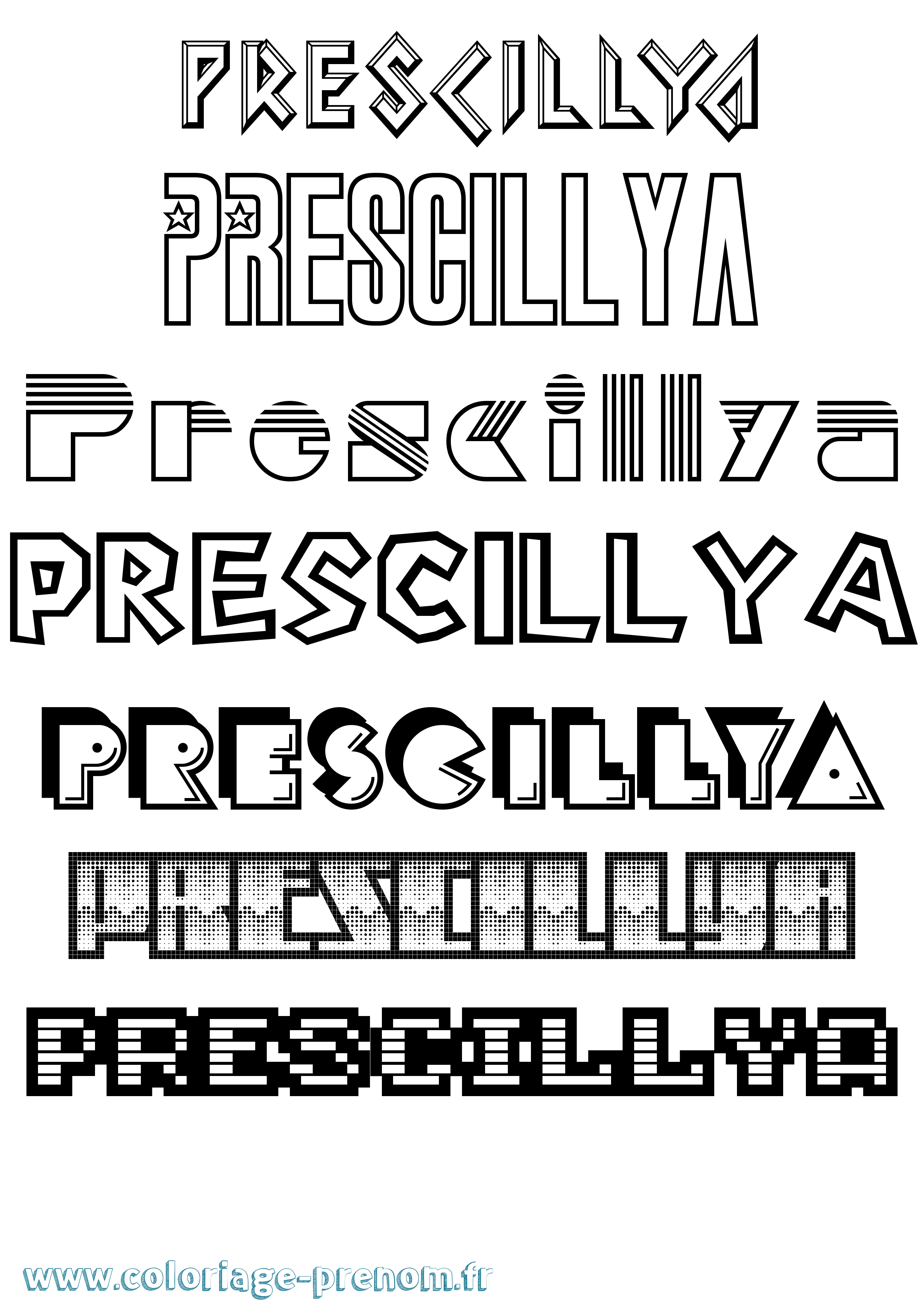 Coloriage Prescillya Jeux Vidéos Coloriage prénom Prescillya Jeux Vidéos