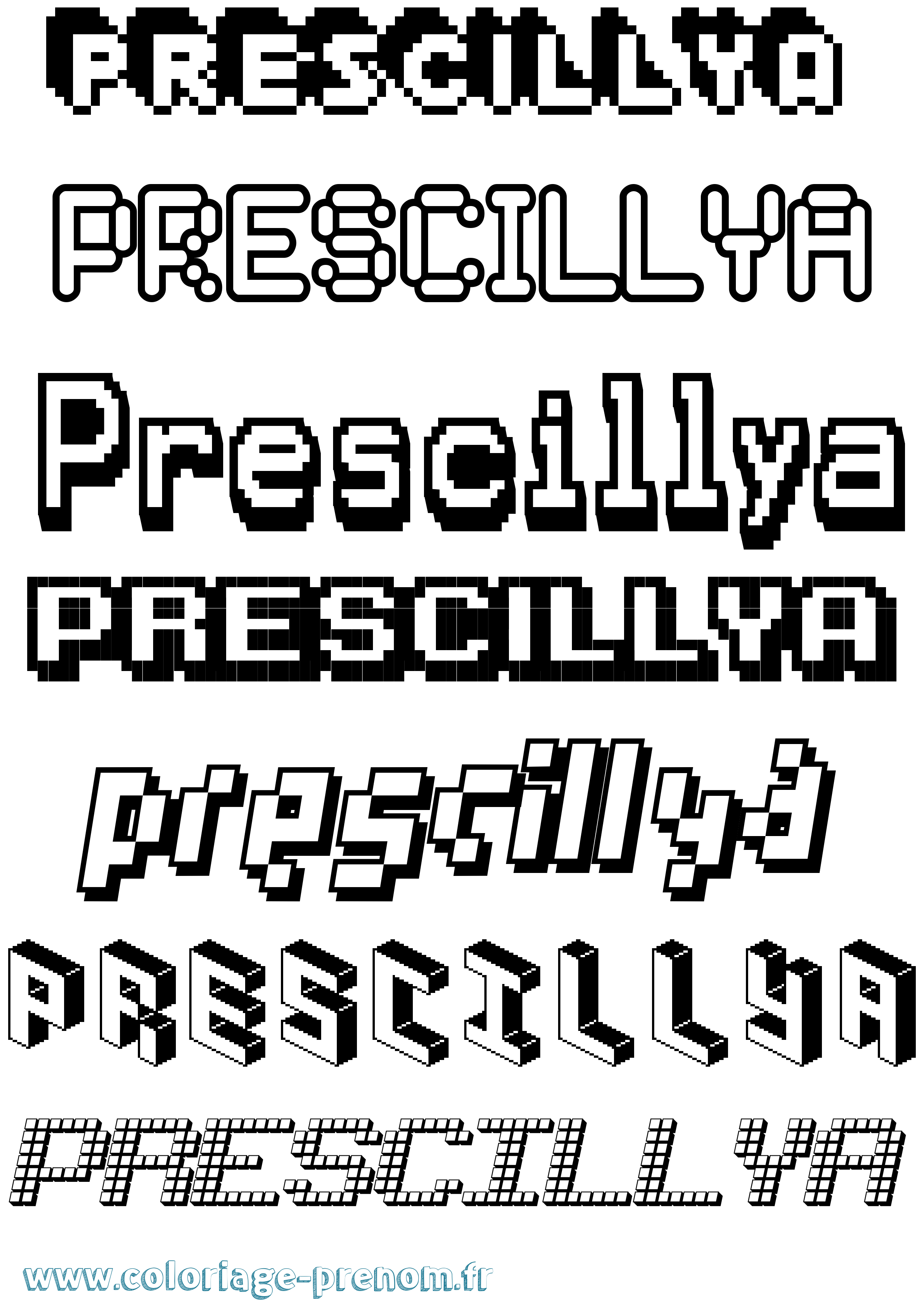 Coloriage Prescillya Pixel Coloriage prénom Prescillya Pixel