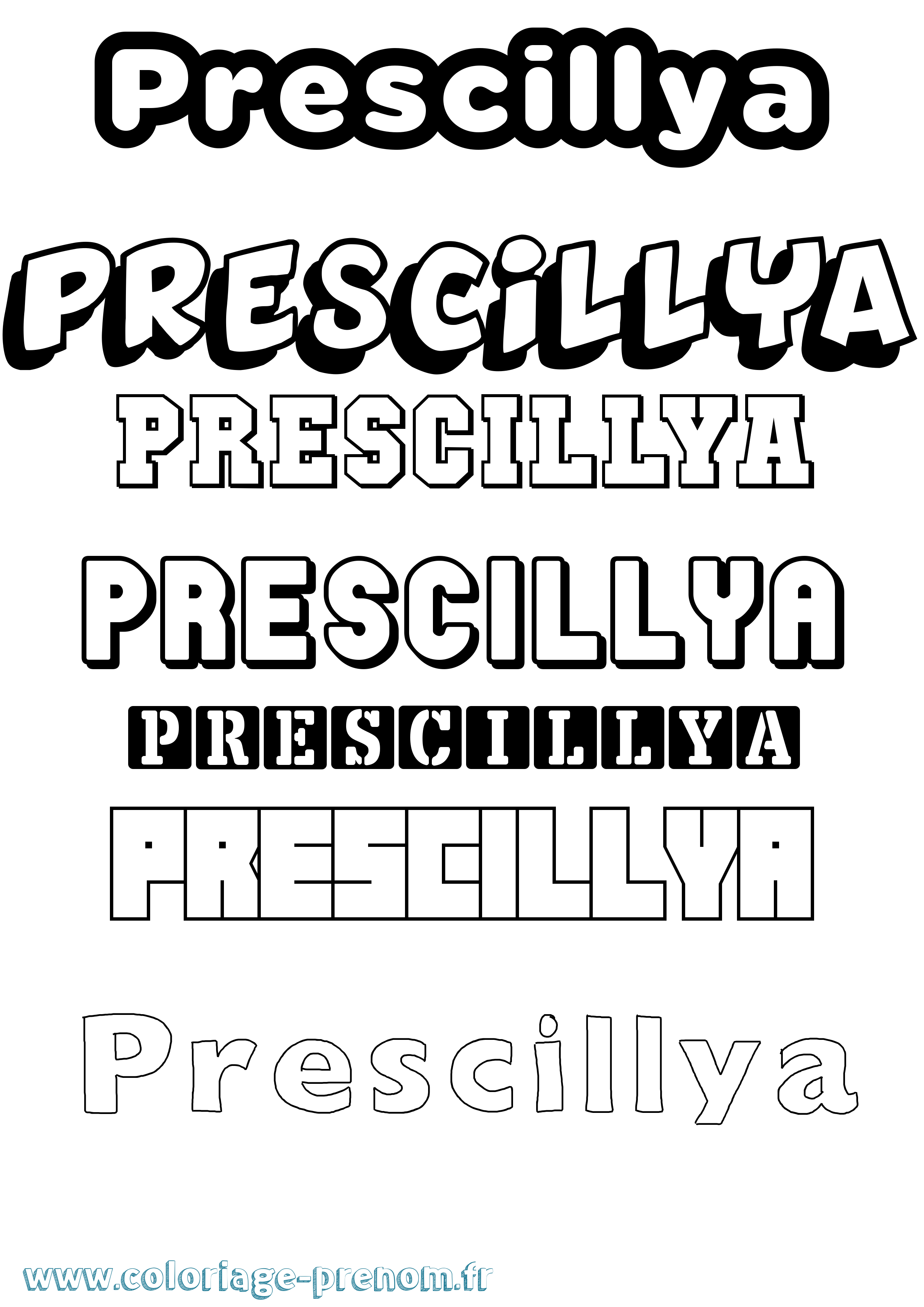 Coloriage Prescillya Simple Coloriage prénom Prescillya Simple