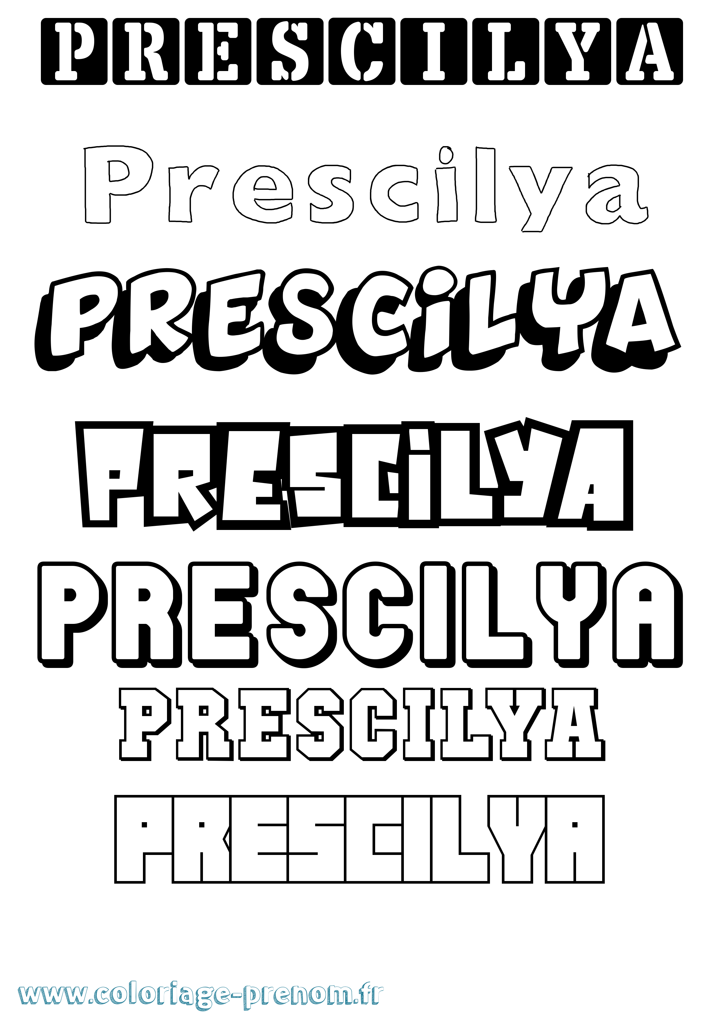 Coloriage Prescilya Simple Coloriage prénom Prescilya Simple