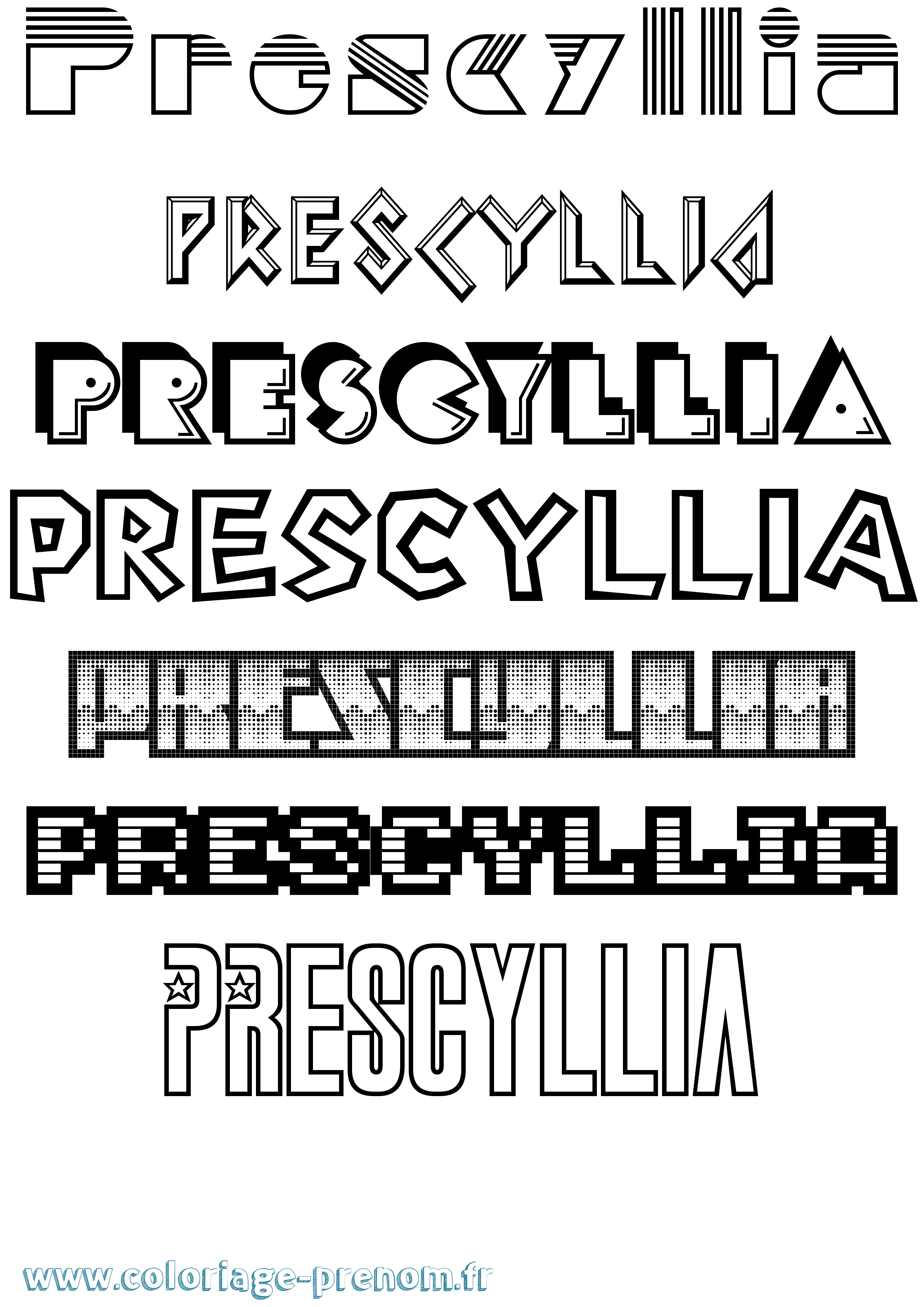 Coloriage Prescyllia Jeux Vidéos Coloriage prénom Prescyllia Jeux Vidéos