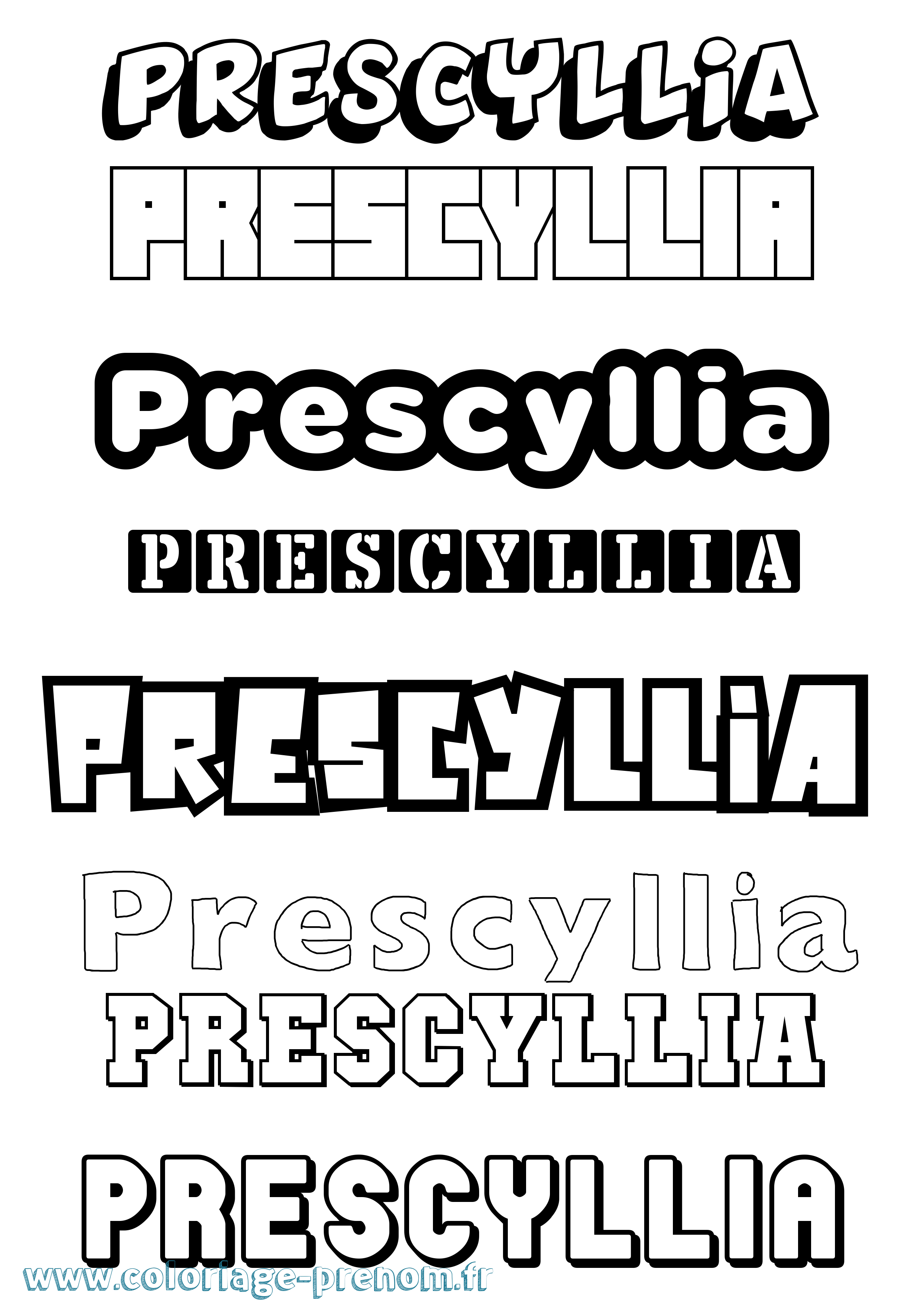 Coloriage Prescyllia Simple Coloriage prénom Prescyllia Simple