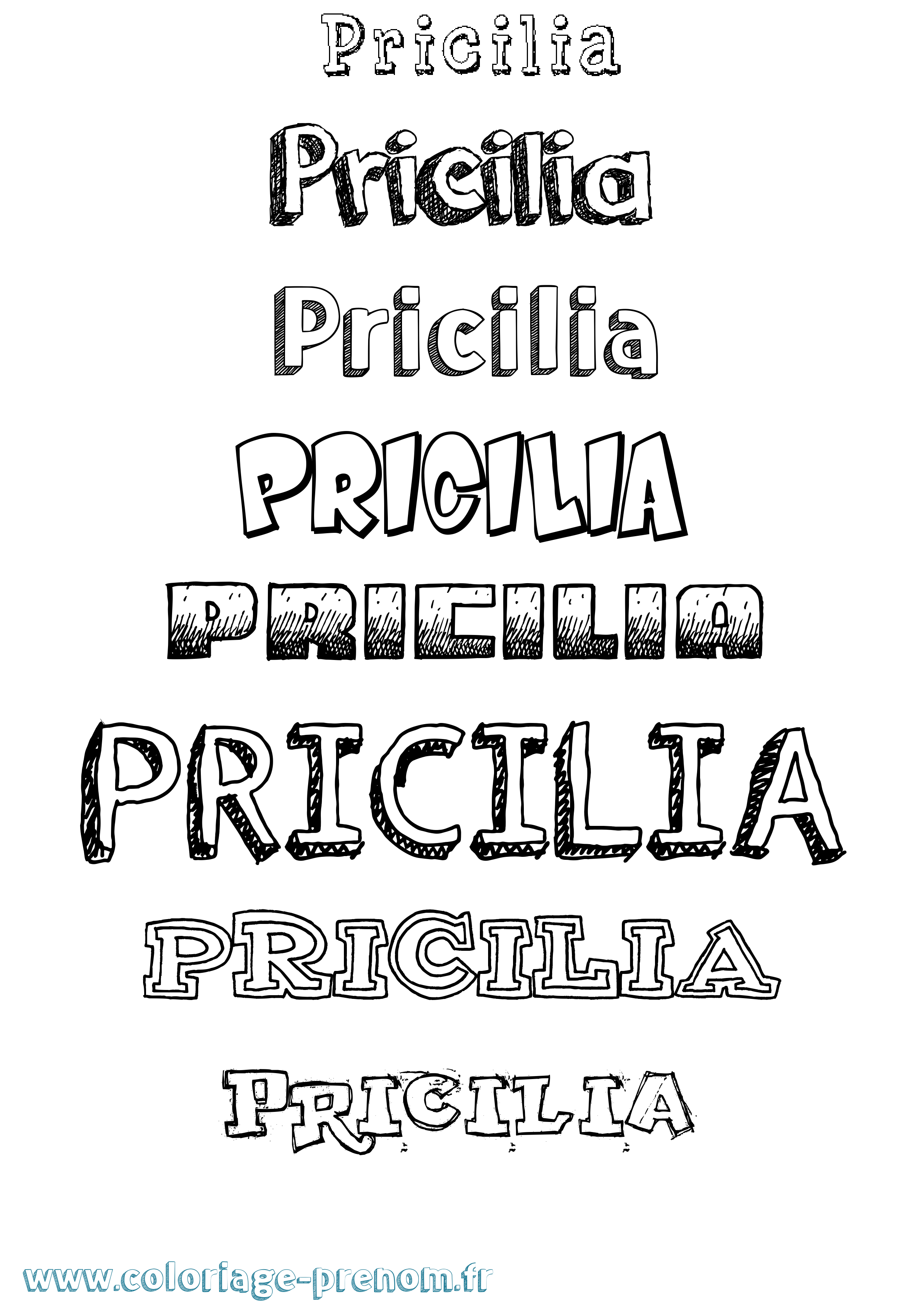 Coloriage Pricilia Dessiné Coloriage prénom Pricilia Dessiné