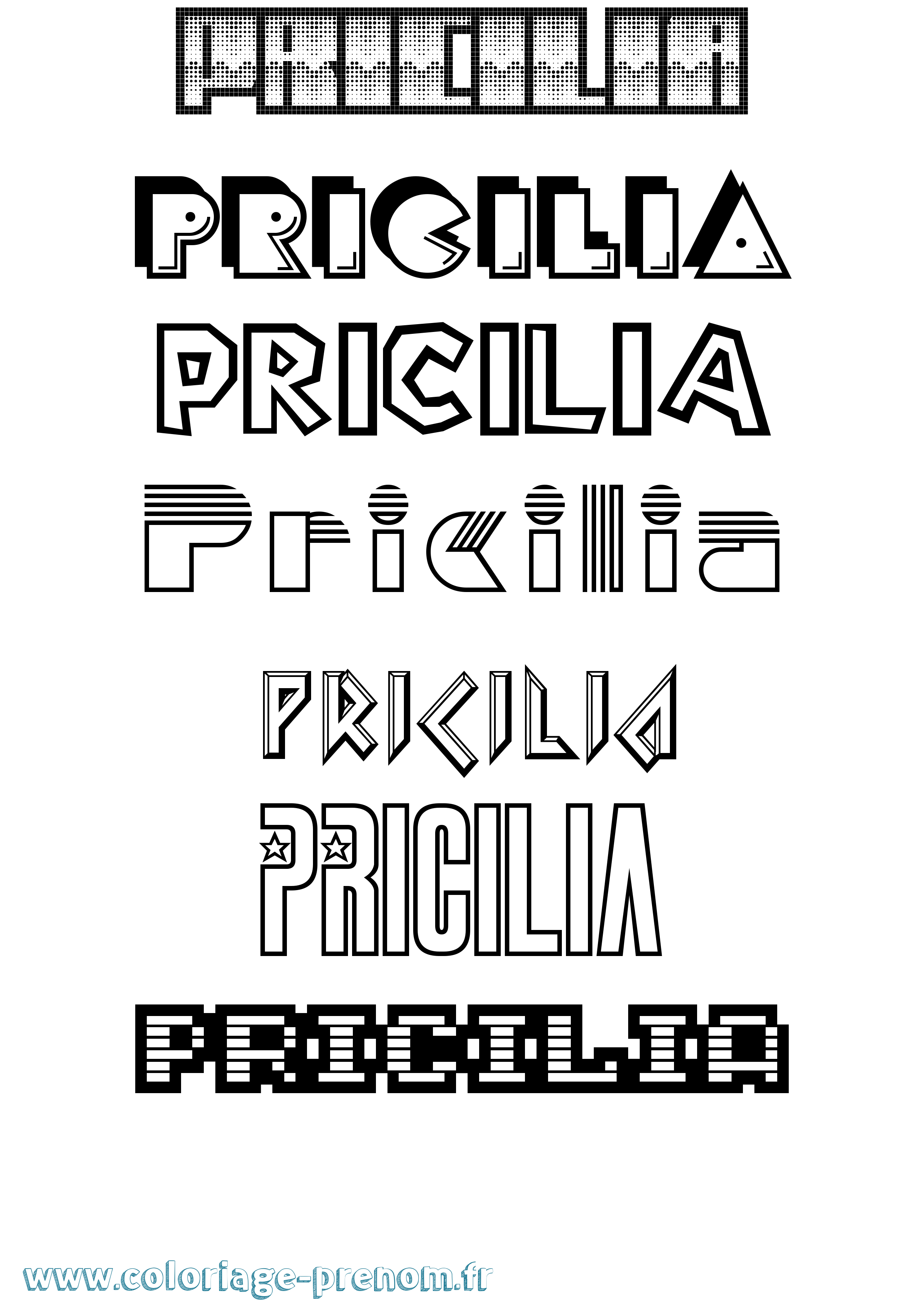 Coloriage Pricilia Jeux Vidéos Coloriage prénom Pricilia Jeux Vidéos