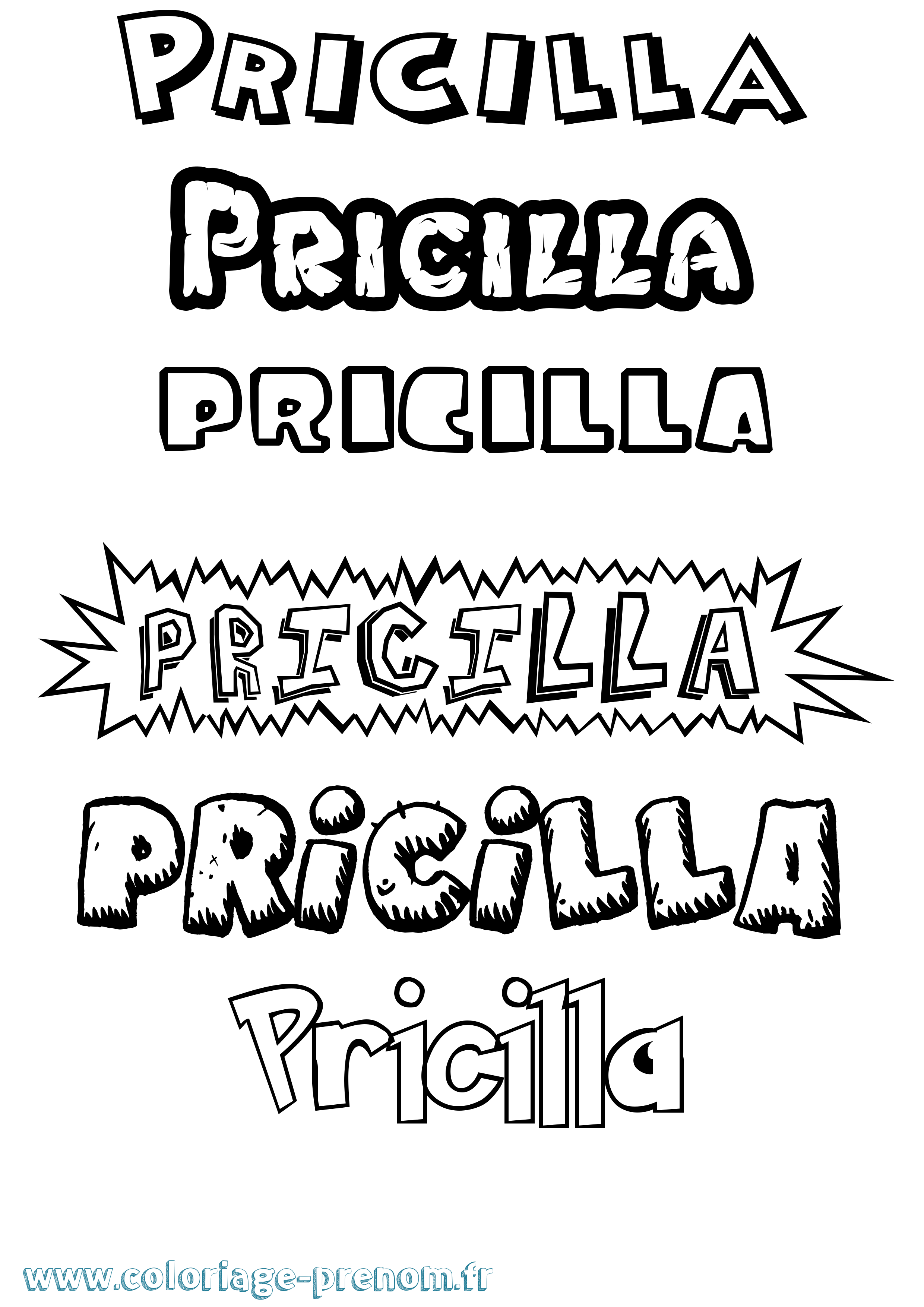Coloriage Pricilla Dessin Animé Coloriage prénom Pricilla Dessin Animé