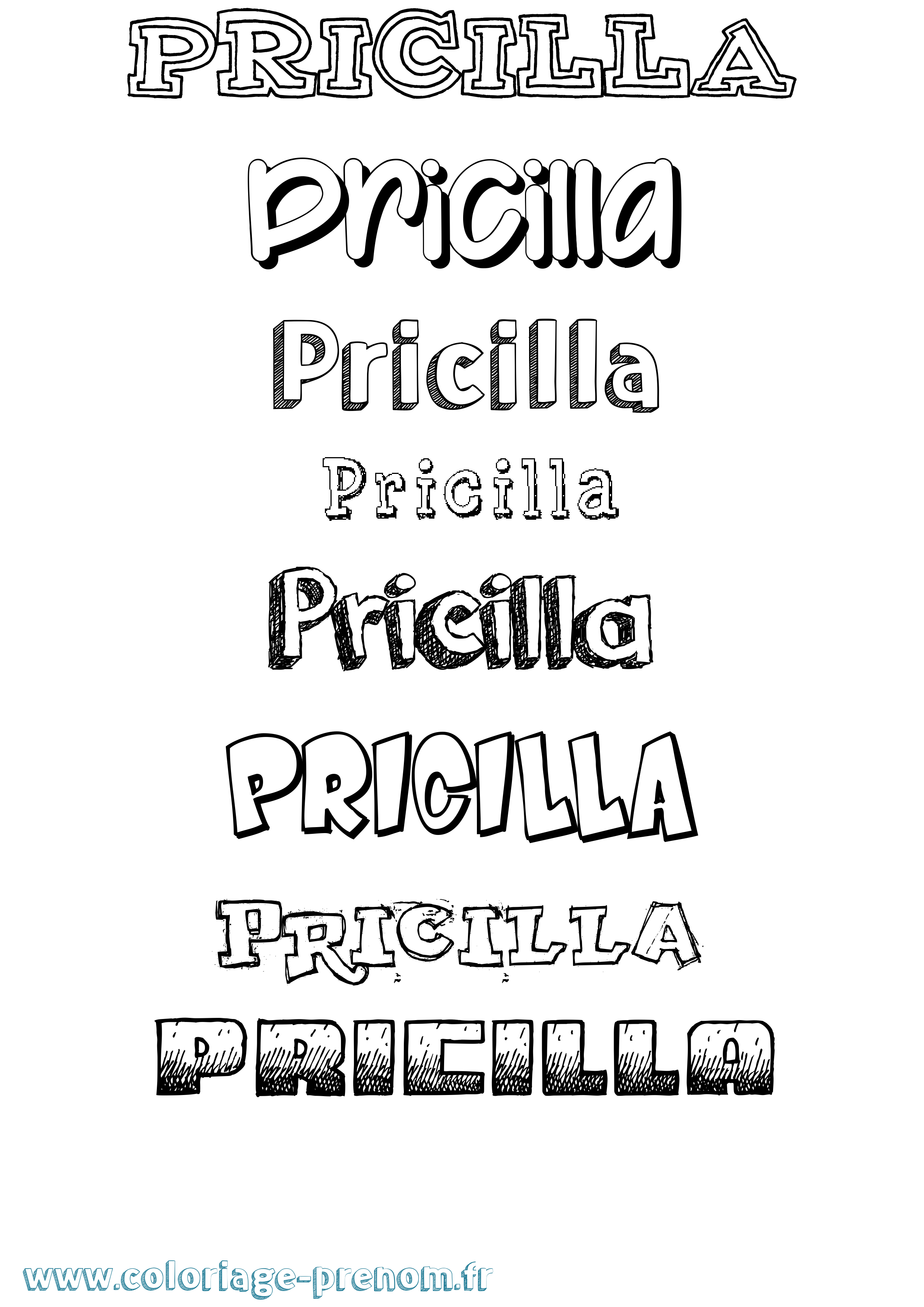 Coloriage Pricilla Dessiné Coloriage prénom Pricilla Dessiné