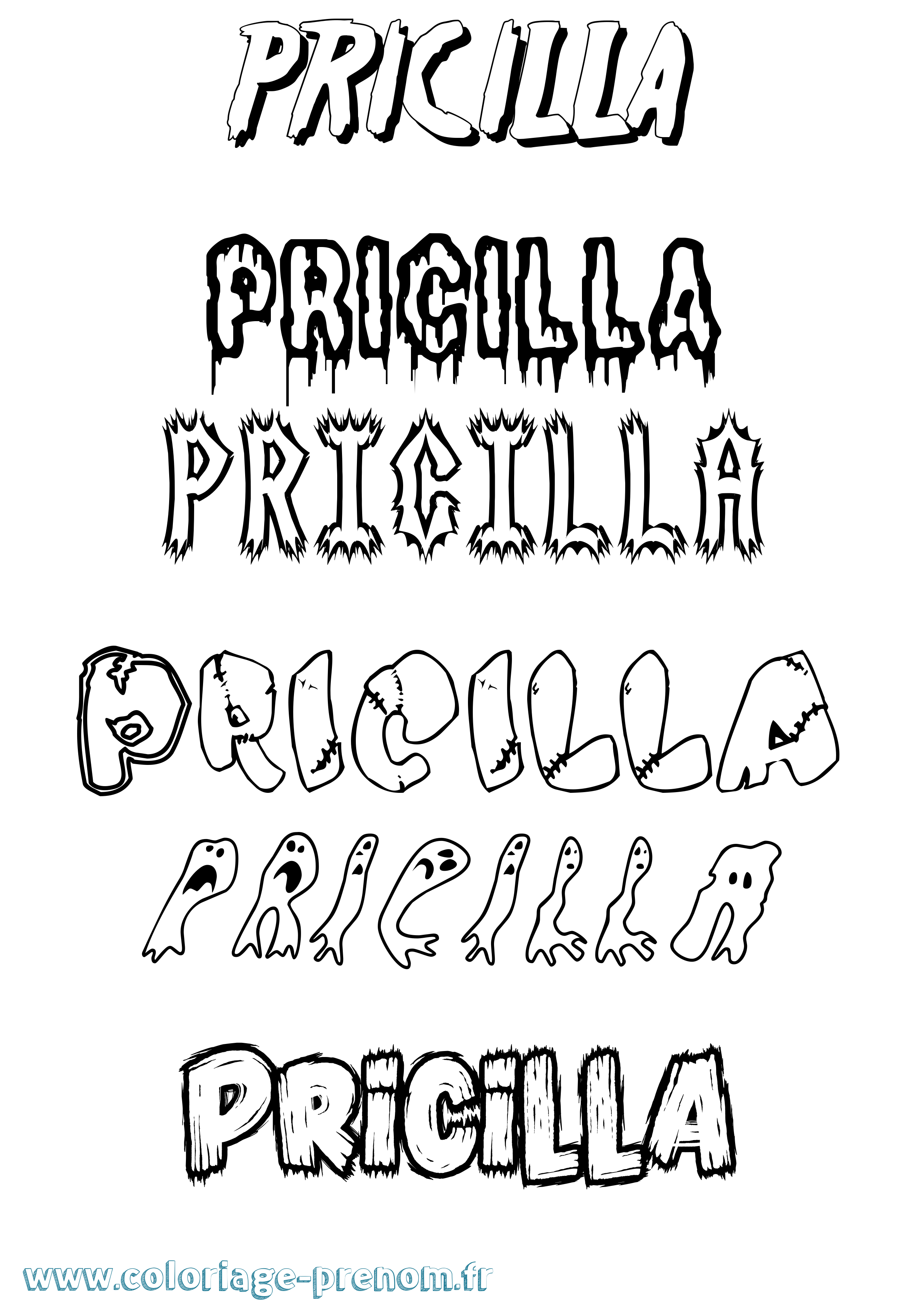 Coloriage Pricilla Frisson Coloriage prénom Pricilla Frisson