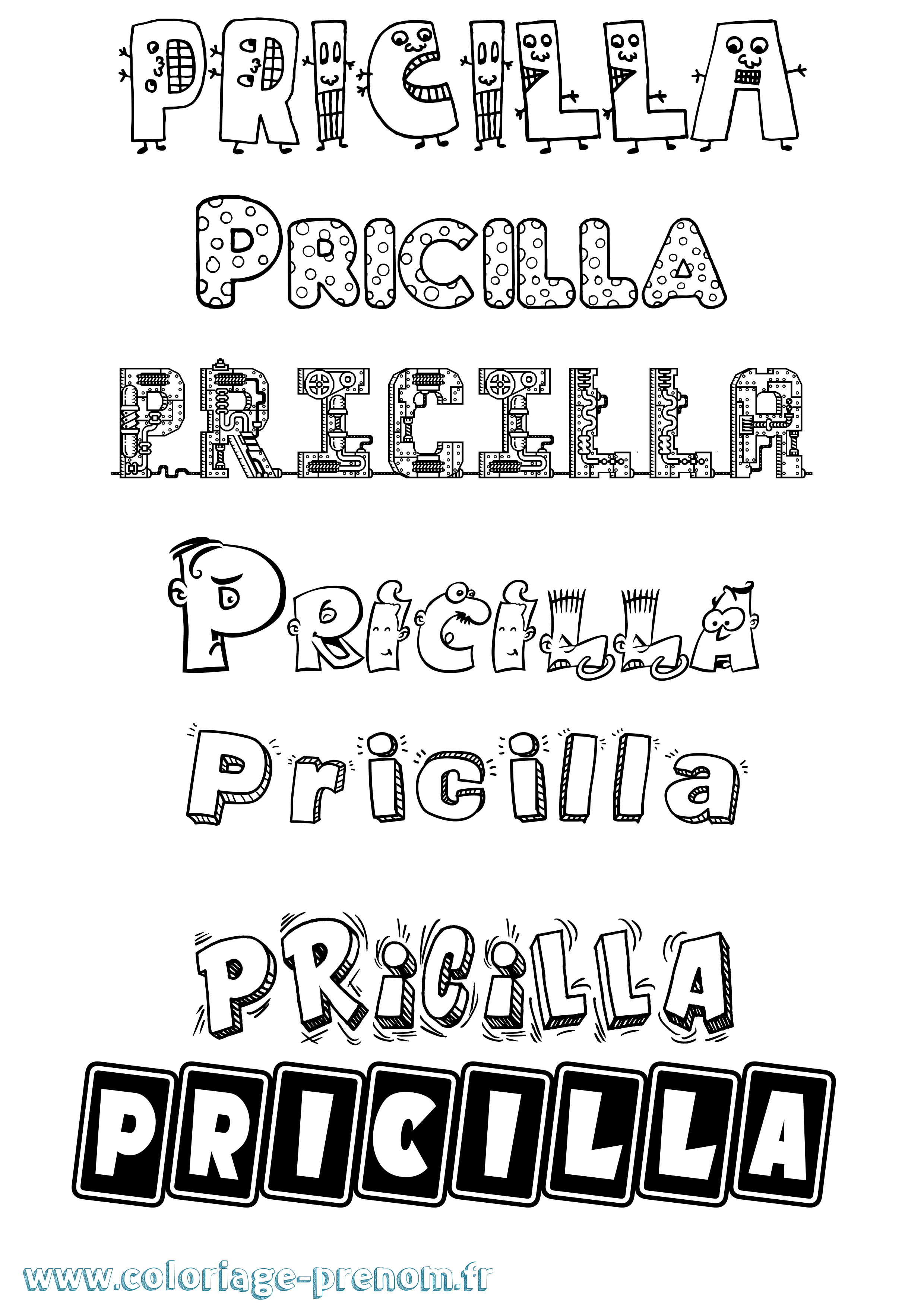 Coloriage Pricilla Fun Coloriage prénom Pricilla Fun