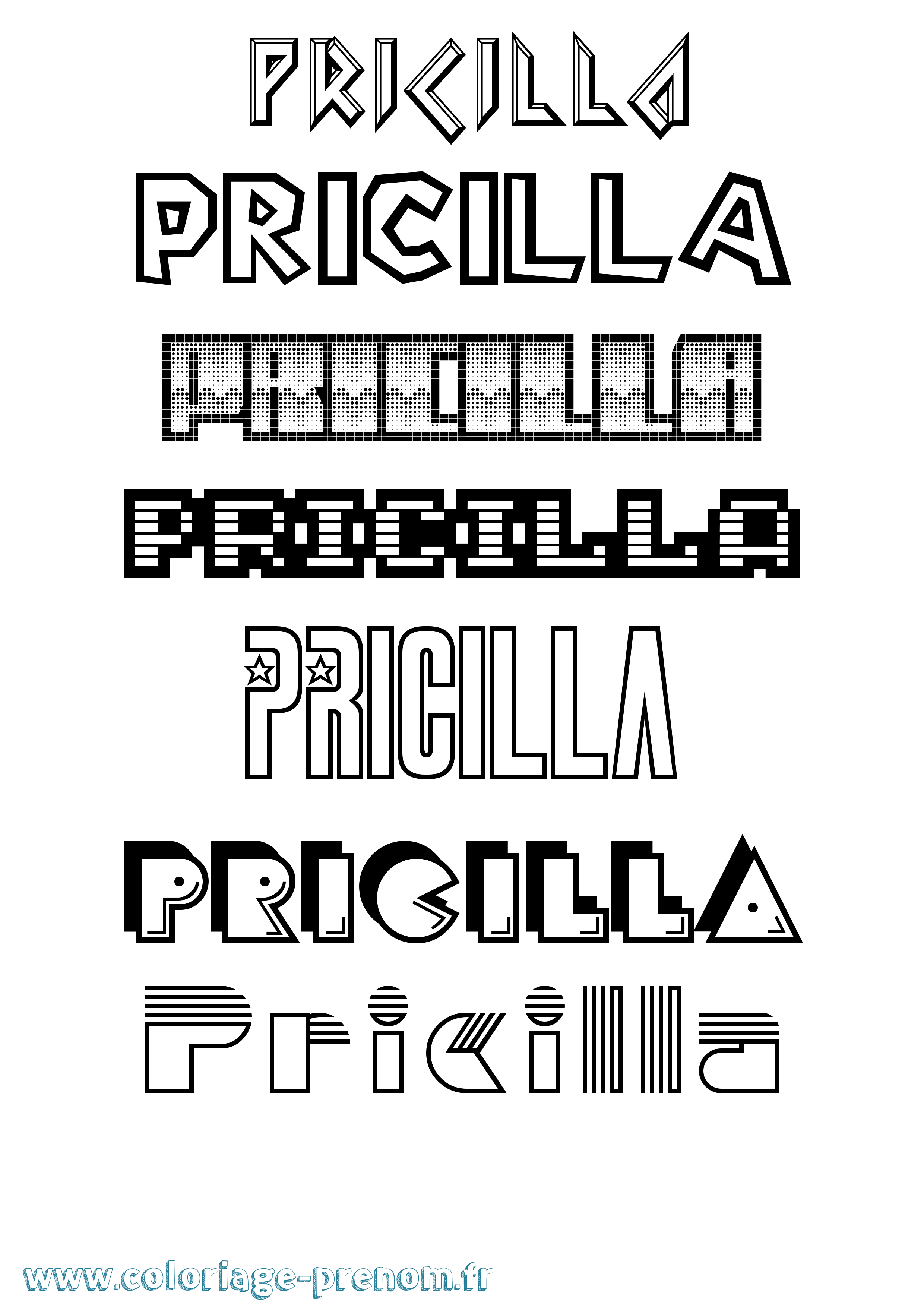 Coloriage Pricilla Jeux Vidéos Coloriage prénom Pricilla Jeux Vidéos