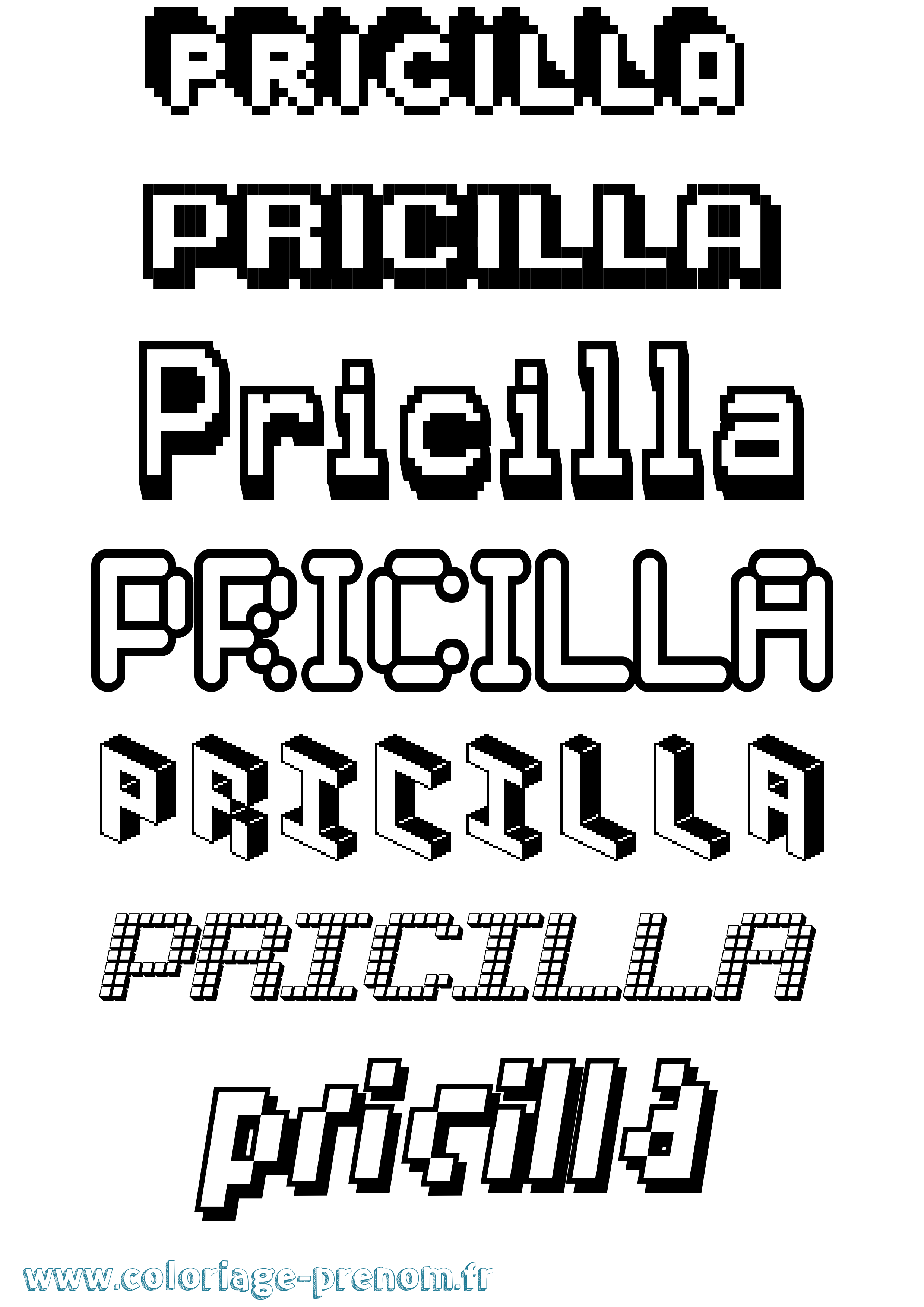 Coloriage Pricilla Pixel Coloriage prénom Pricilla Pixel