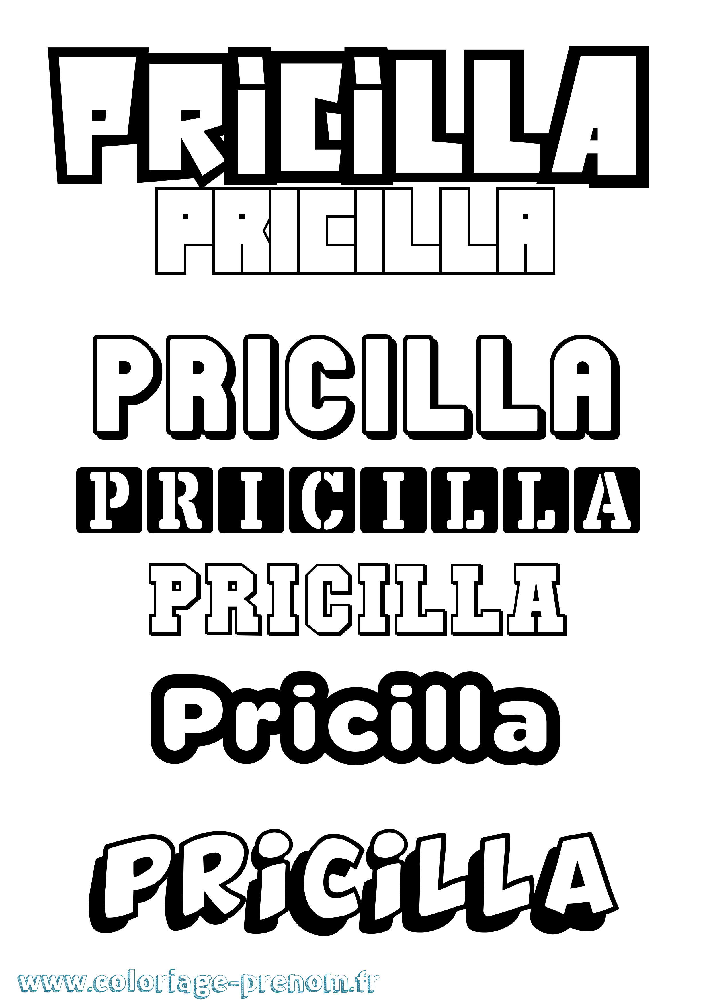 Coloriage Pricilla Simple Coloriage prénom Pricilla Simple