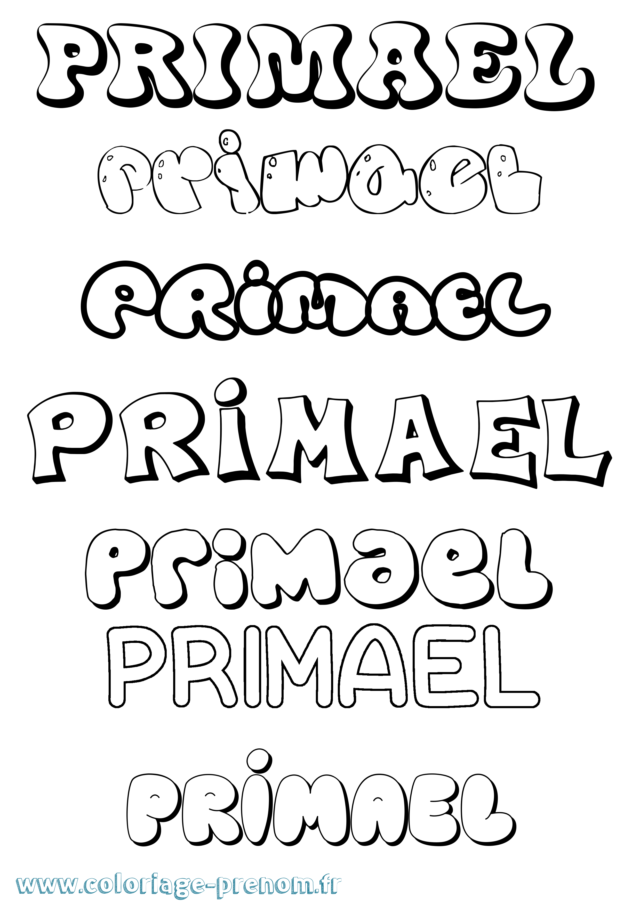 Coloriage Primael Bubble Coloriage prénom Primael Bubble