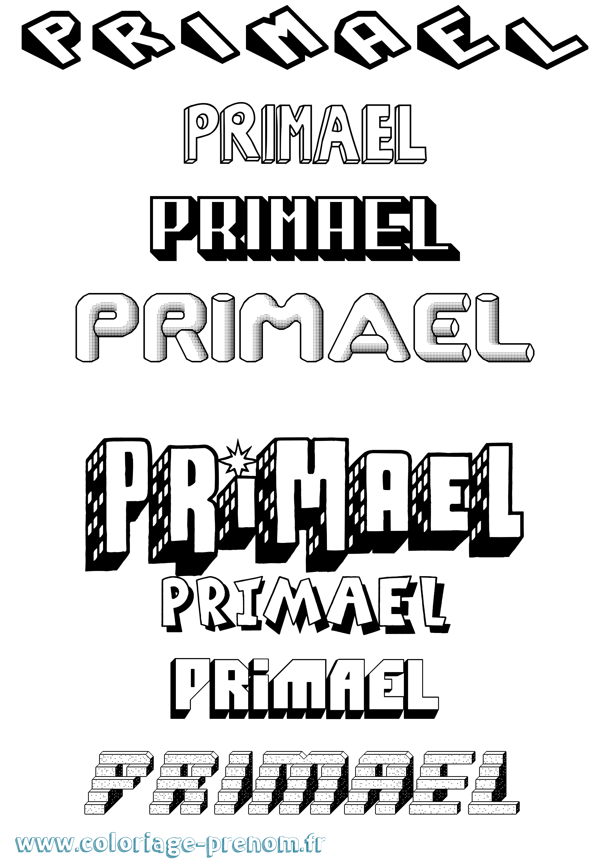 Coloriage Primael Effet 3D Coloriage prénom Primael Effet 3D