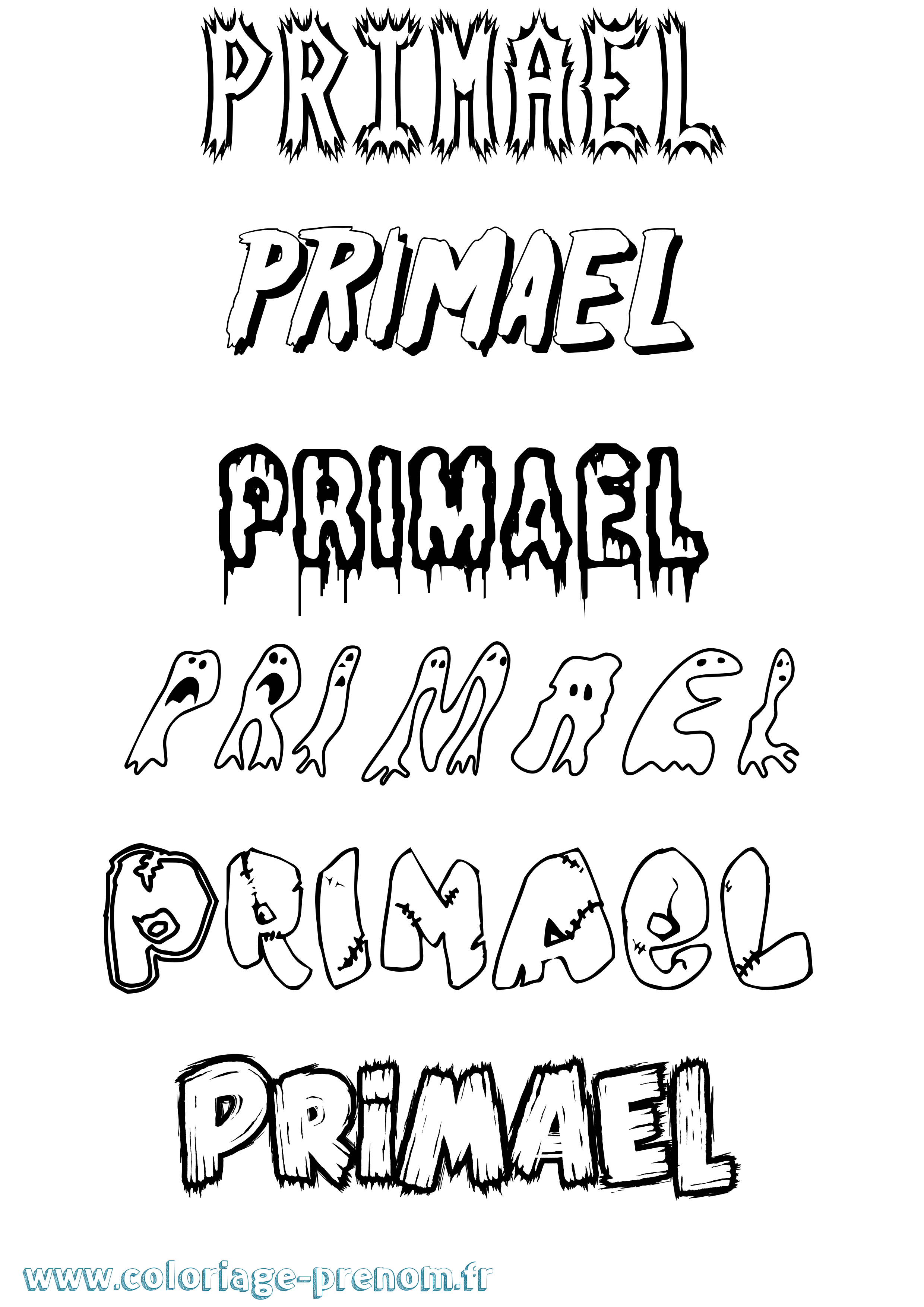 Coloriage Primael Frisson Coloriage prénom Primael Frisson
