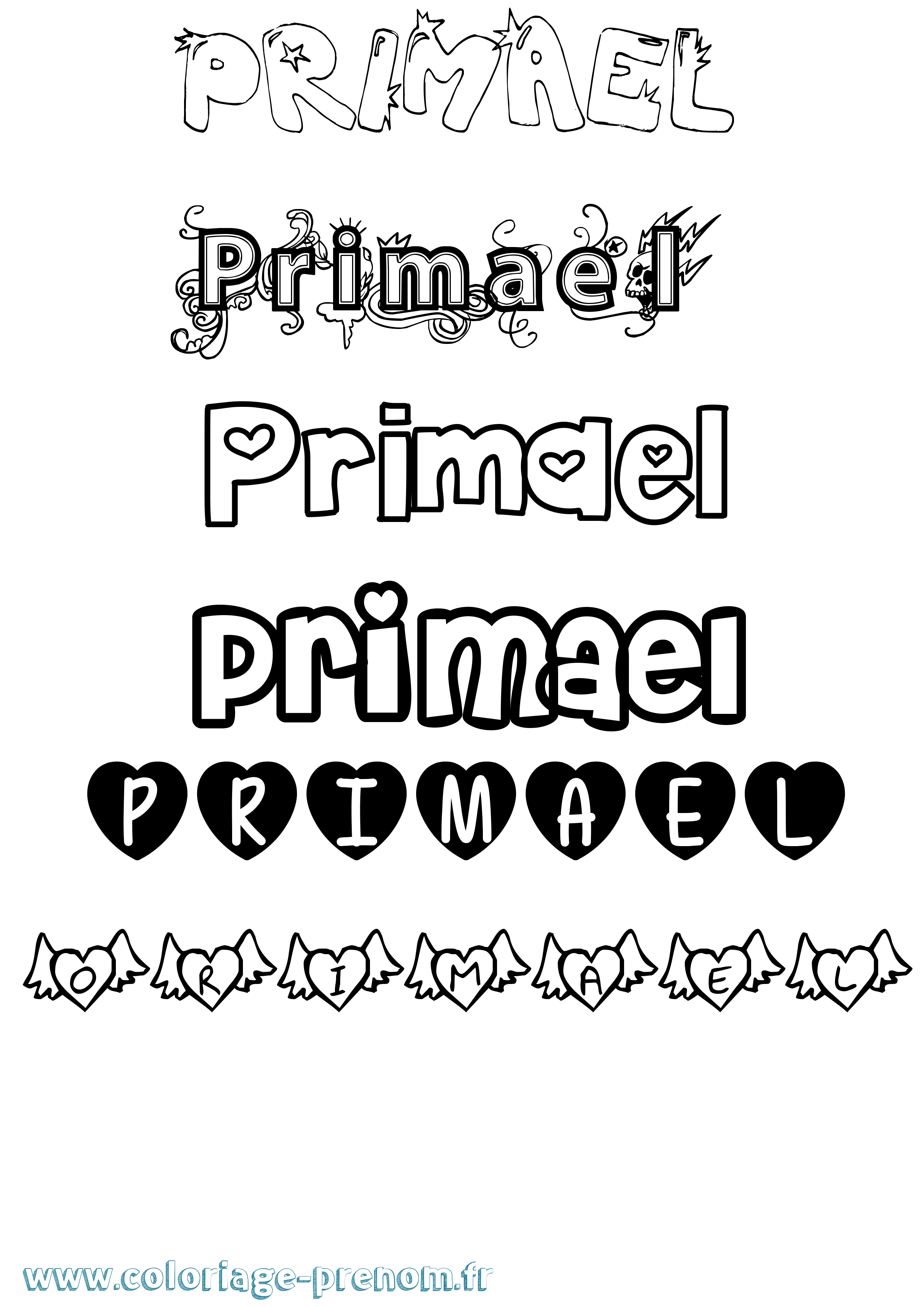 Coloriage Primael Girly Coloriage prénom Primael Girly