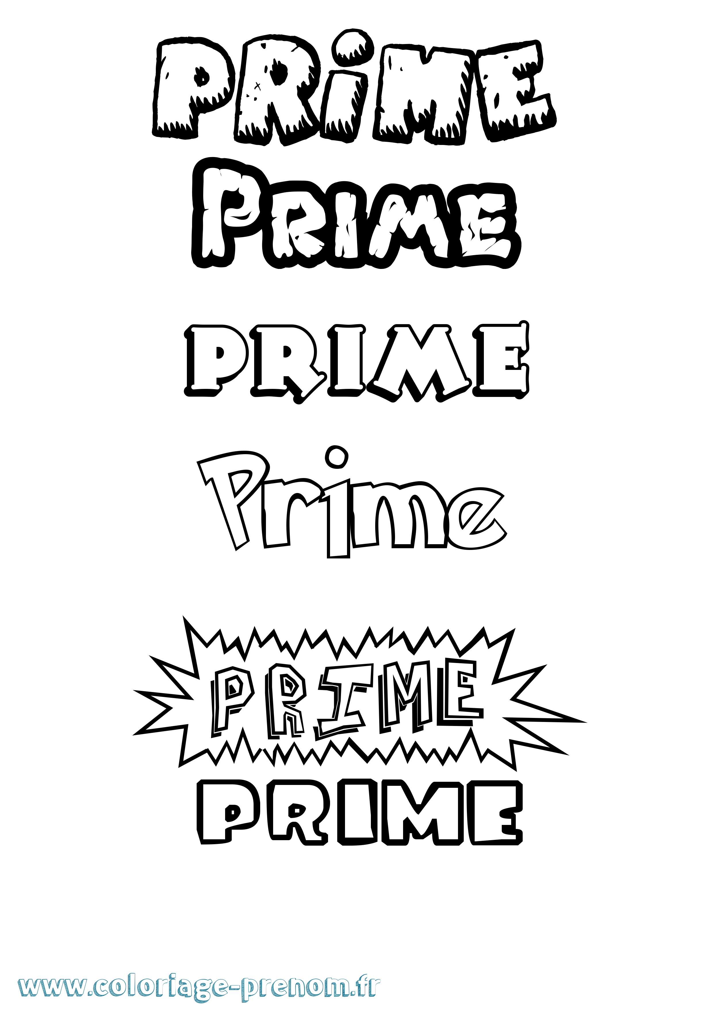 Coloriage Prime Dessin Animé Coloriage prénom Prime Dessin Animé