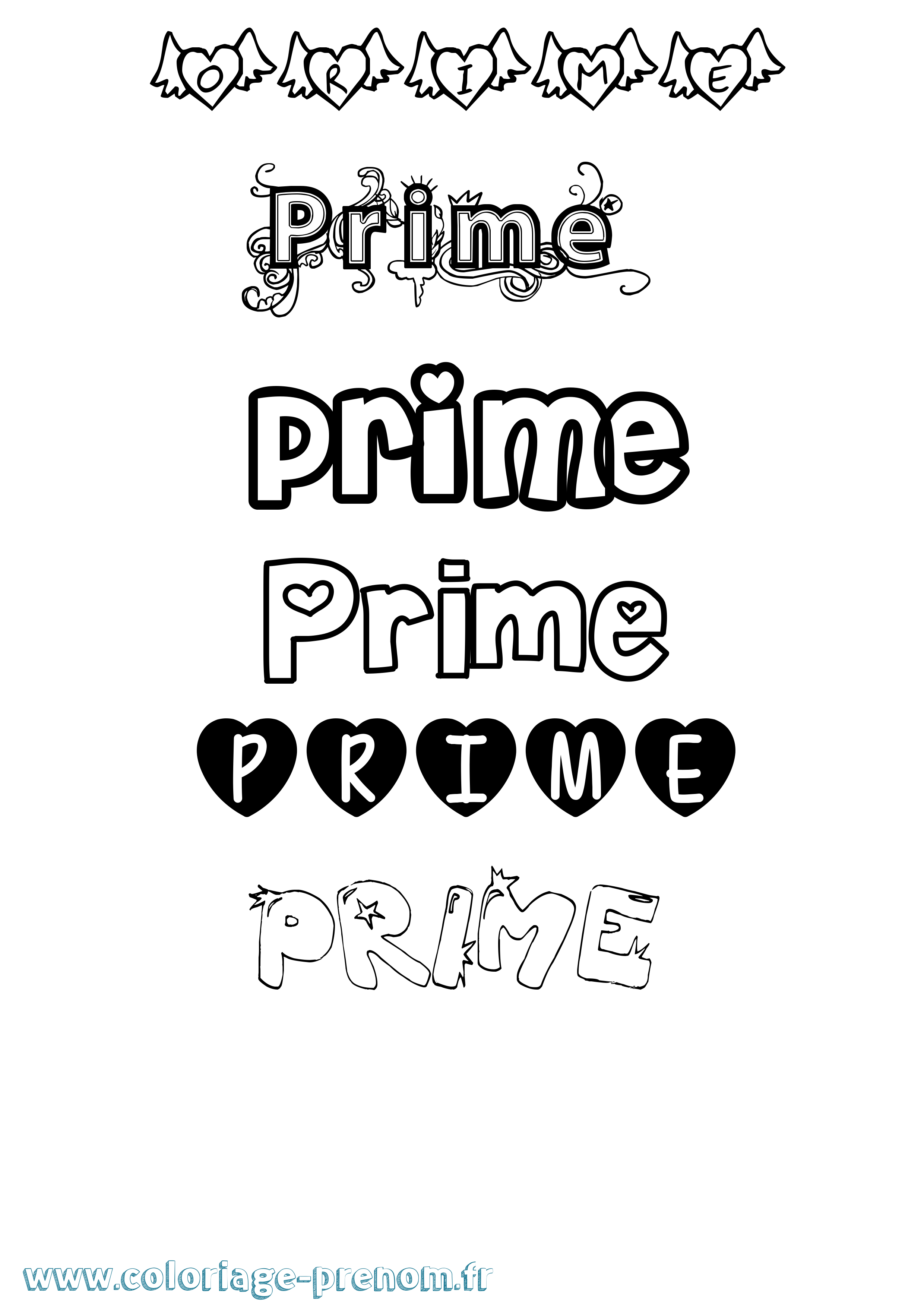 Coloriage Prime Girly Coloriage prénom Prime Girly