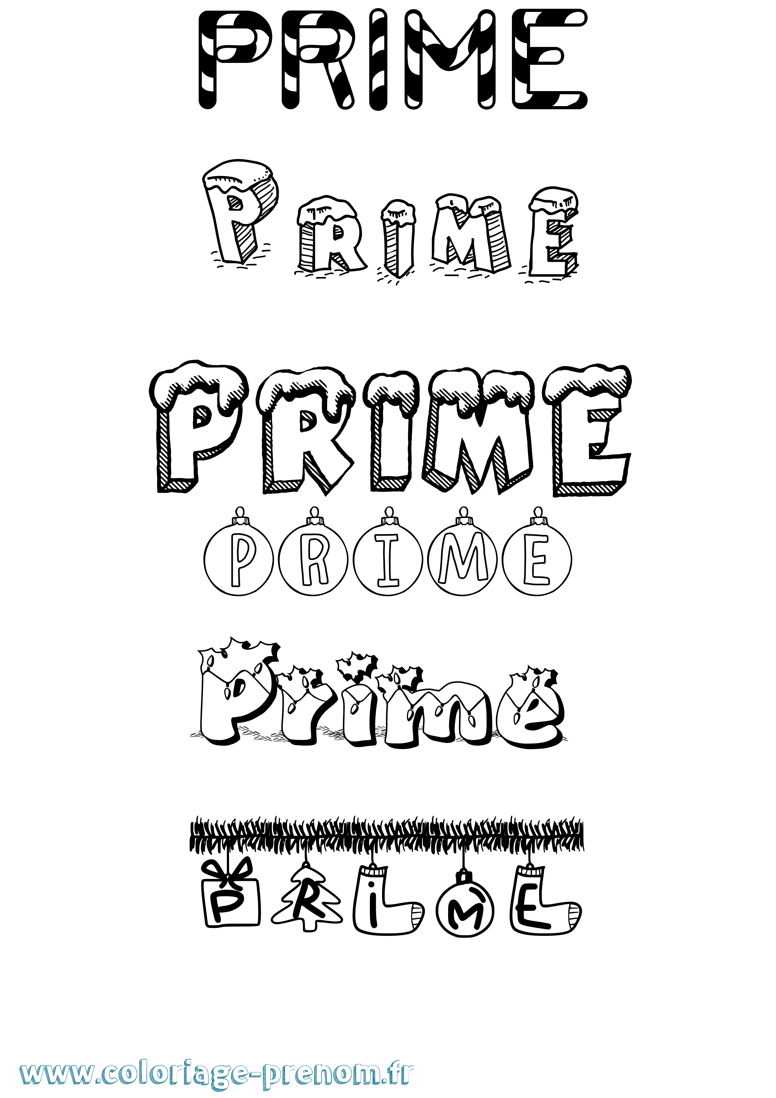 Coloriage Prime Noël Coloriage prénom Prime Noël