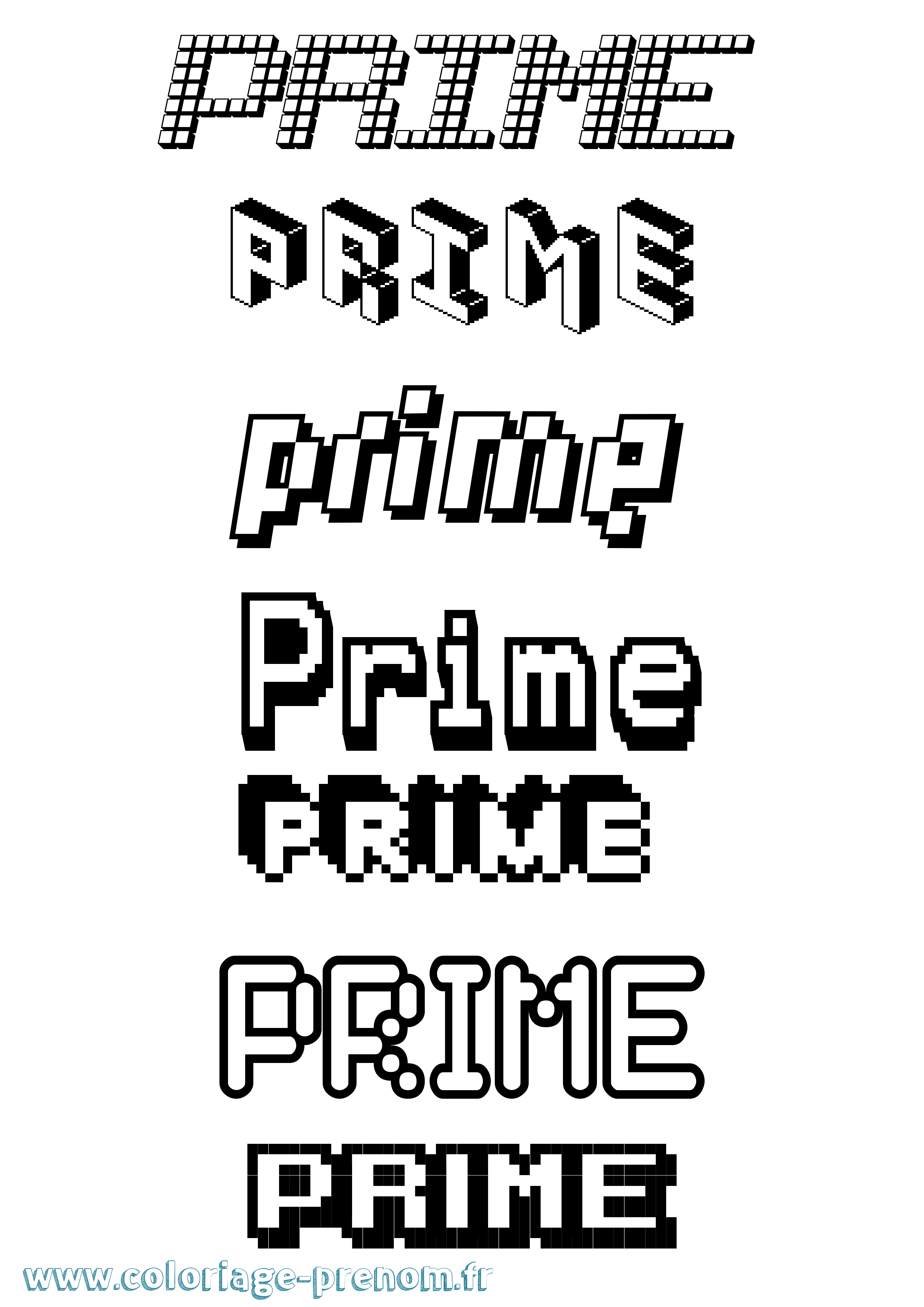 Coloriage Prime Pixel Coloriage prénom Prime Pixel