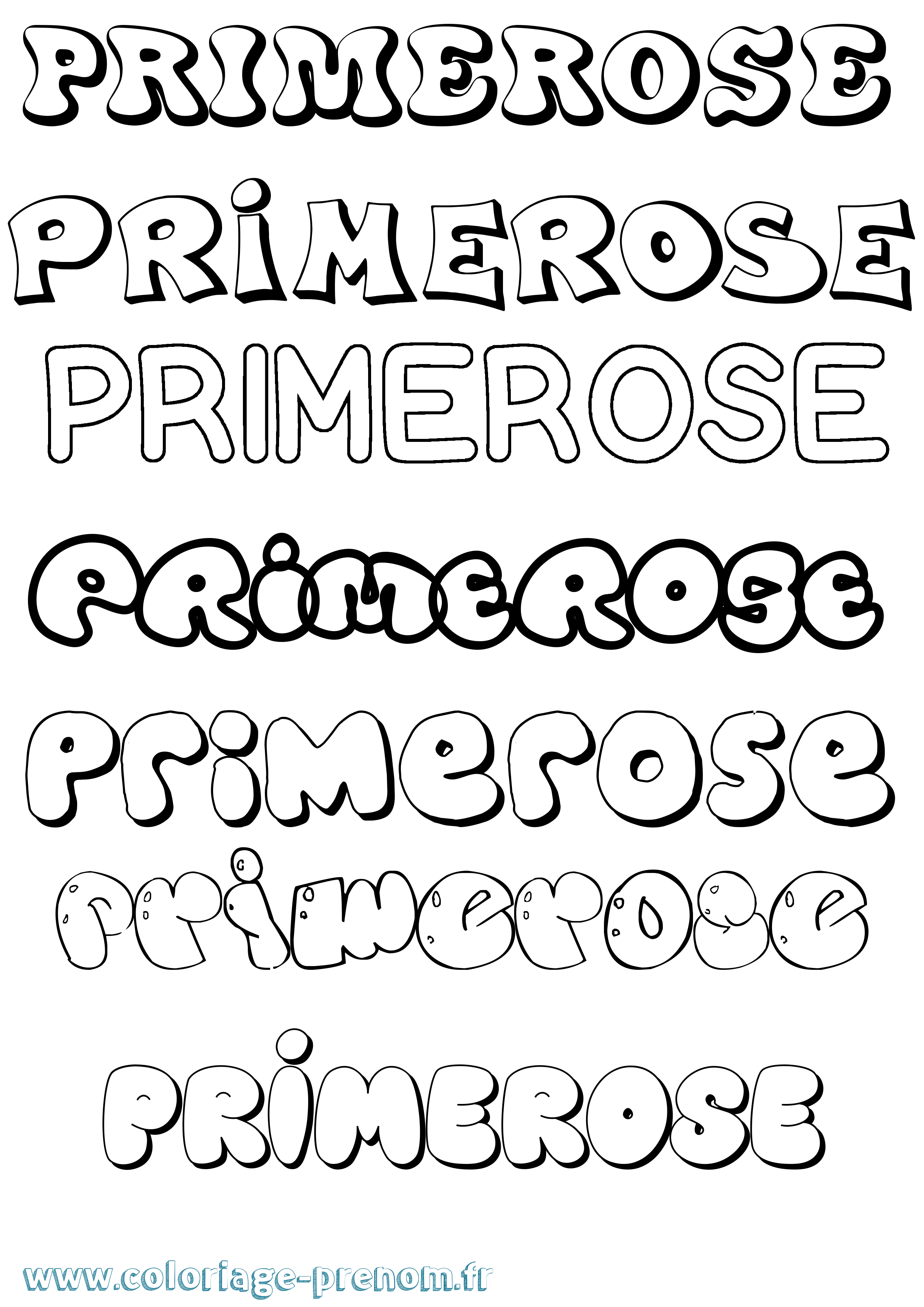 Coloriage Primerose Bubble Coloriage prénom Primerose Bubble