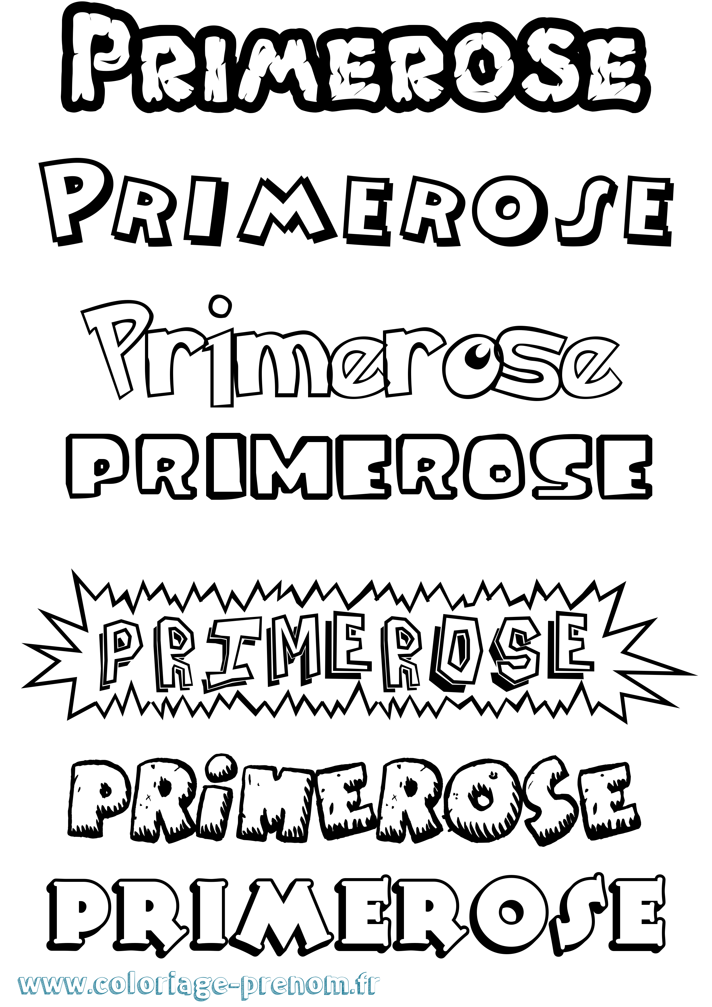 Coloriage Primerose Dessin Animé Coloriage prénom Primerose Dessin Animé