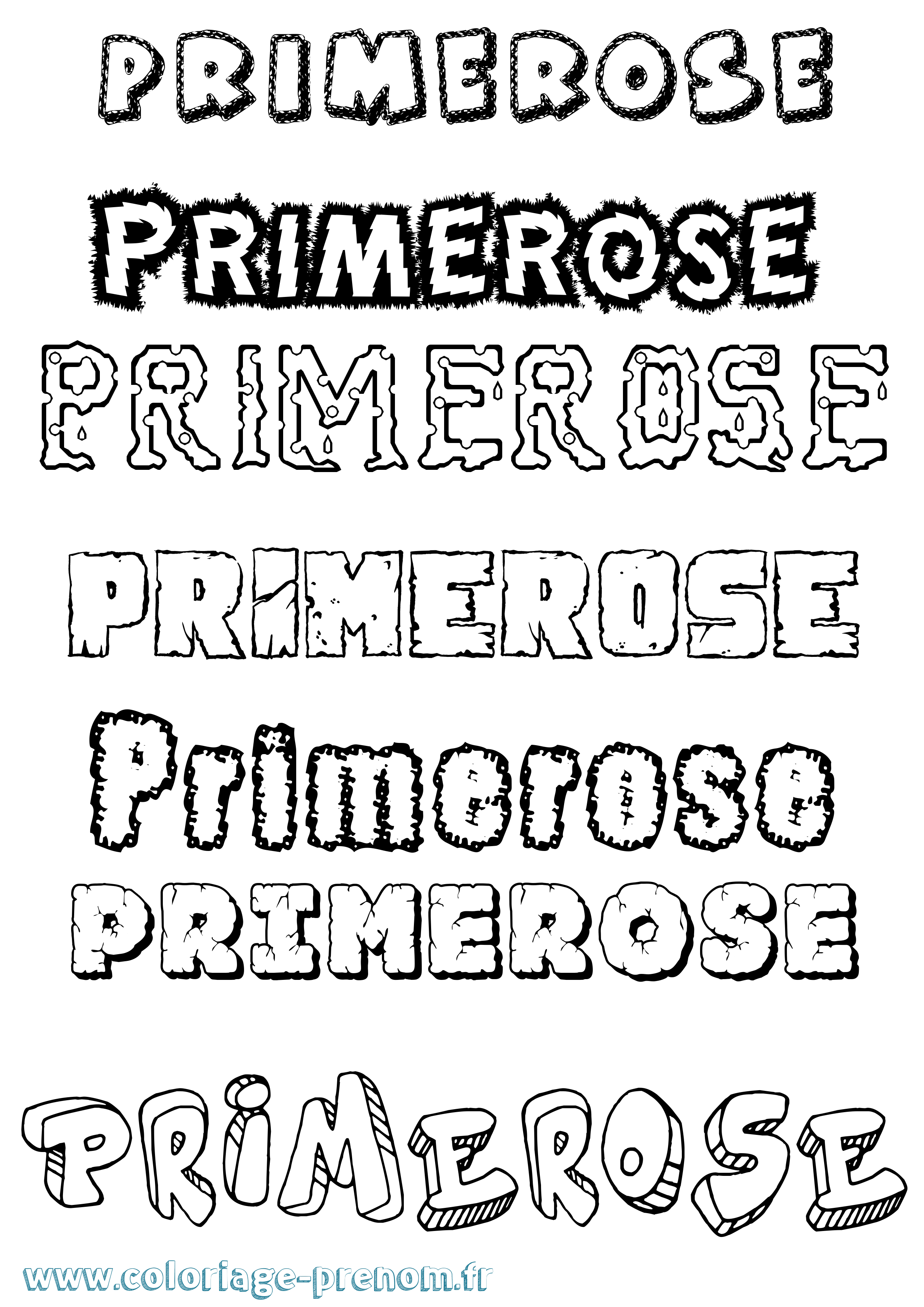 Coloriage Primerose Destructuré Coloriage prénom Primerose Destructuré