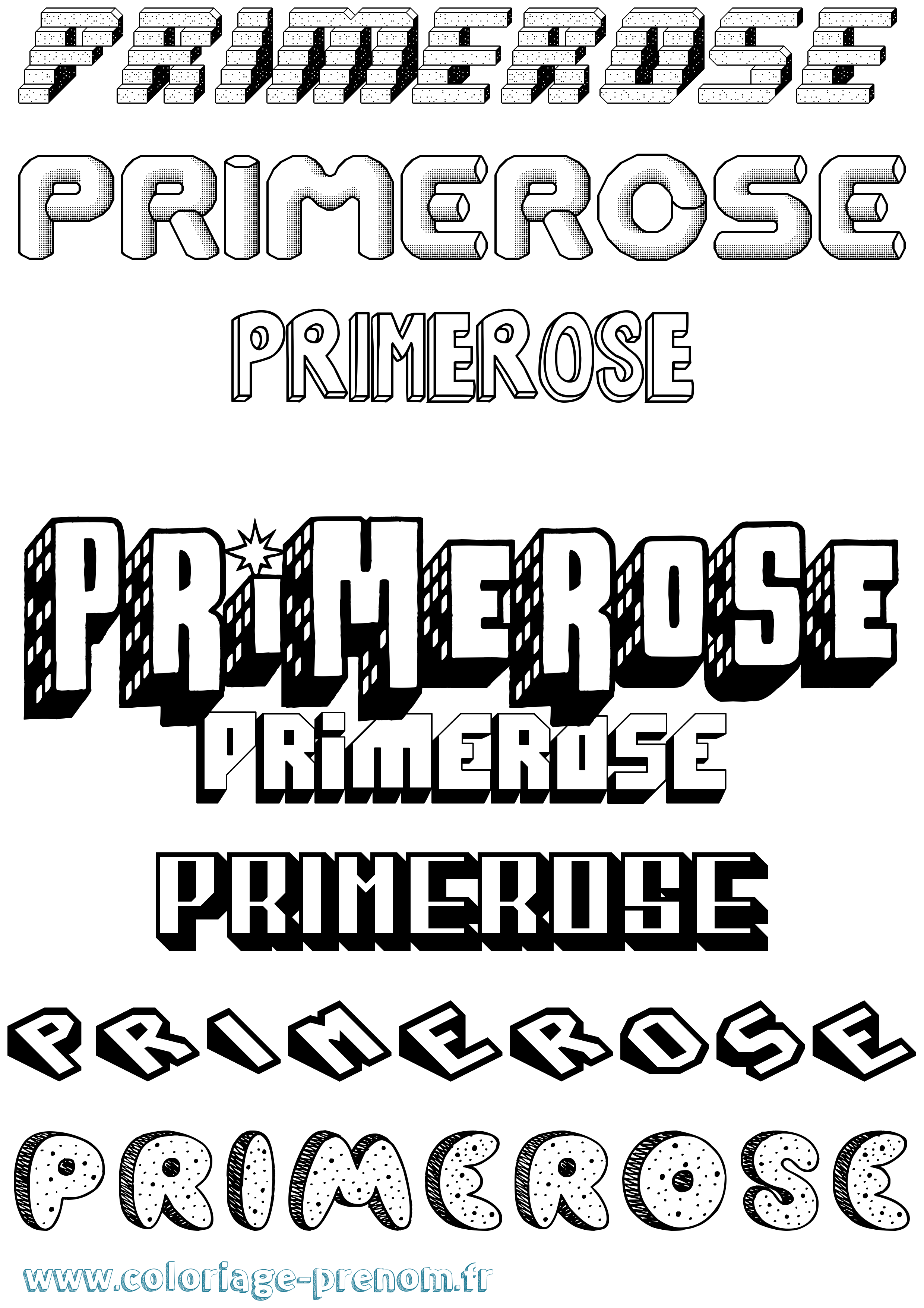 Coloriage Primerose Effet 3D Coloriage prénom Primerose Effet 3D
