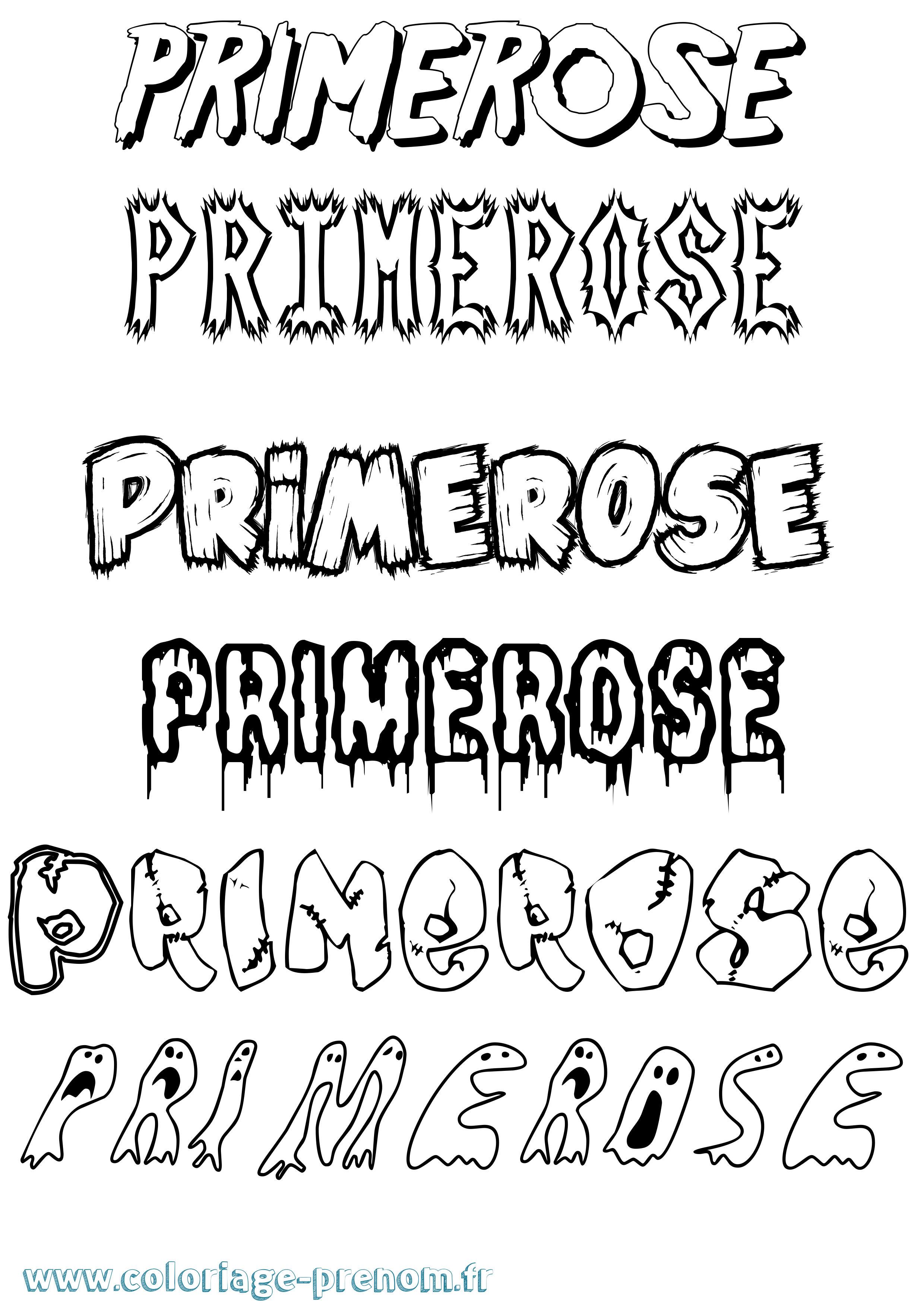 Coloriage Primerose Frisson Coloriage prénom Primerose Frisson