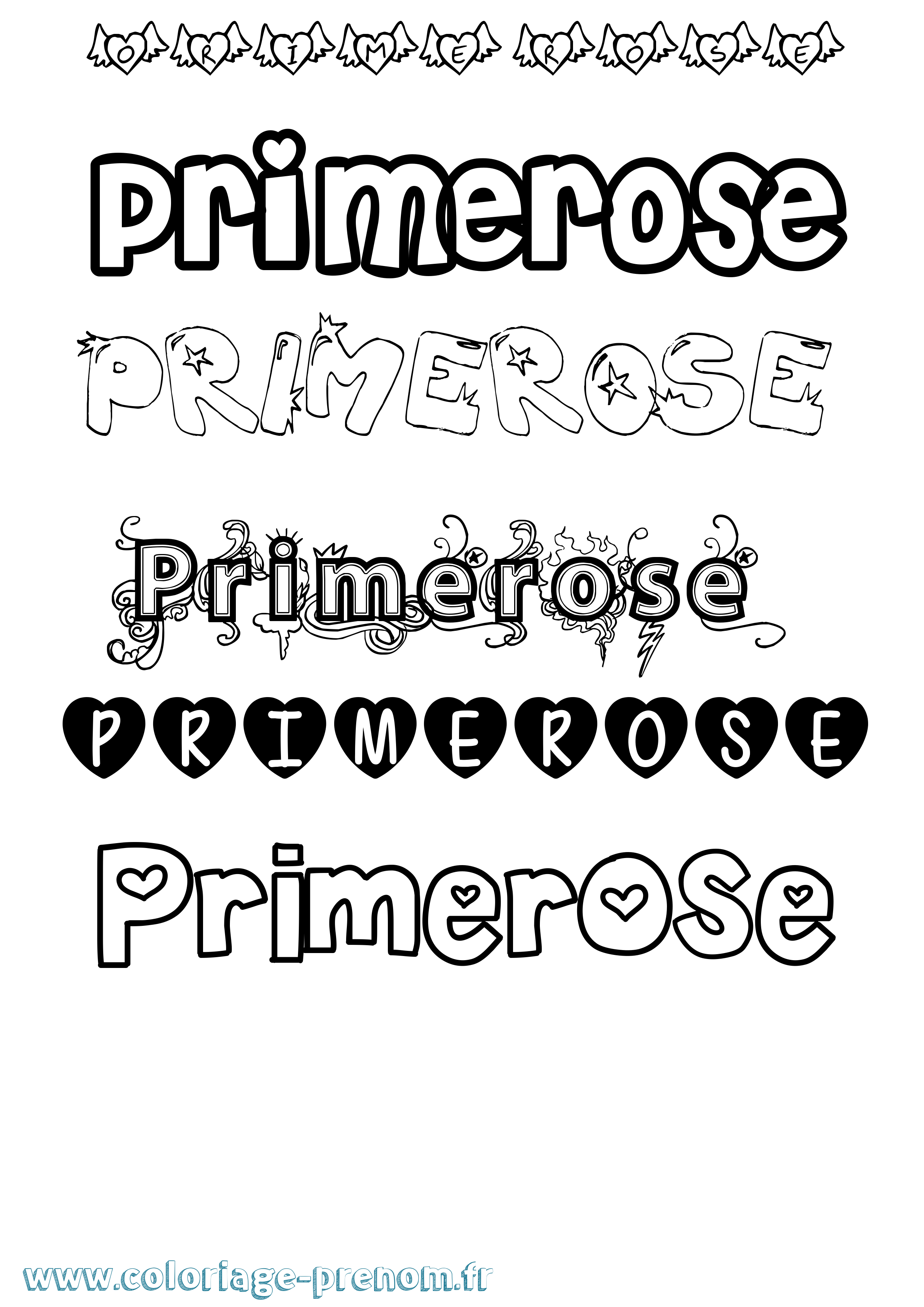 Coloriage Primerose Girly Coloriage prénom Primerose Girly