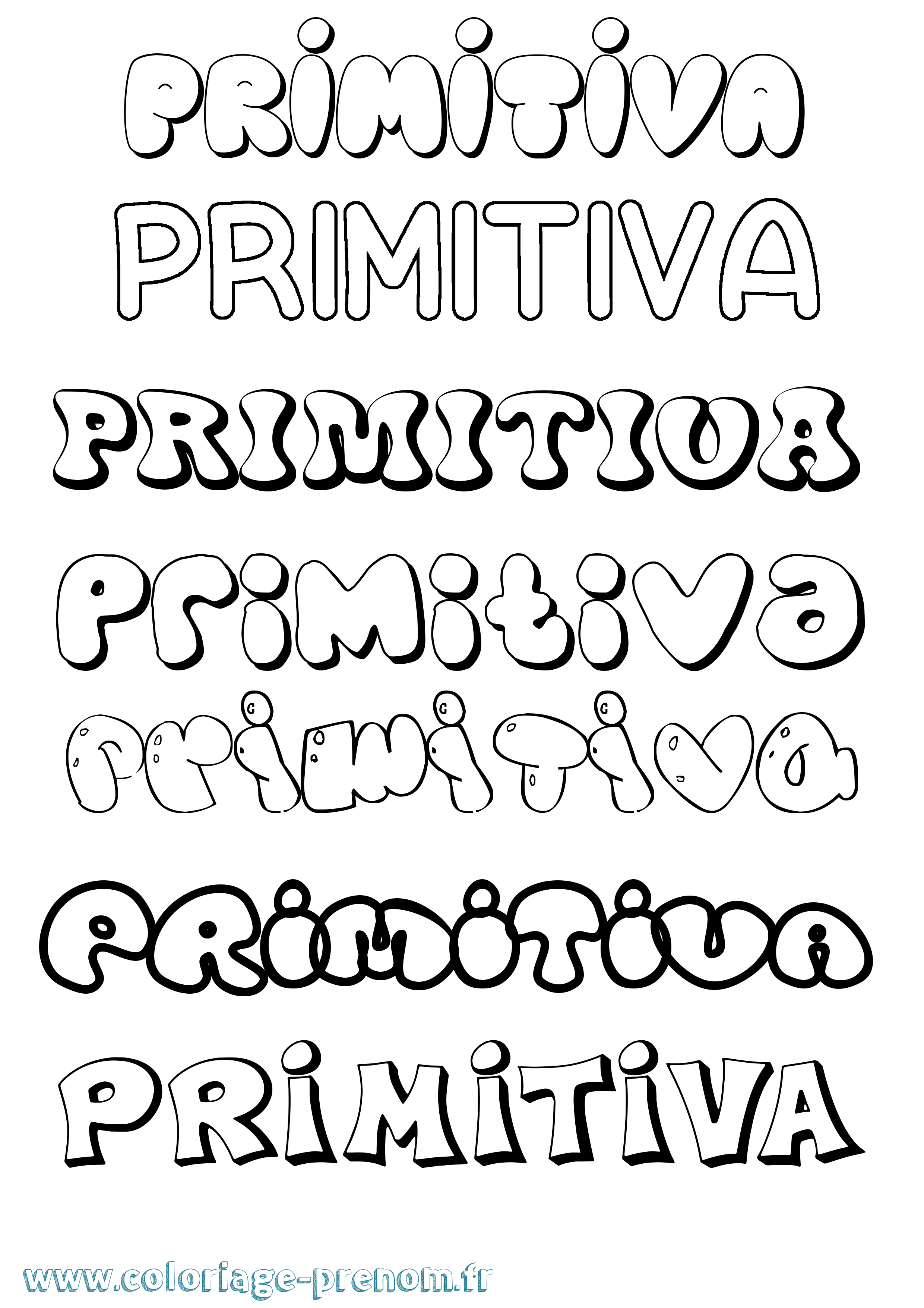 Coloriage Primitiva Bubble Coloriage prénom Primitiva Bubble