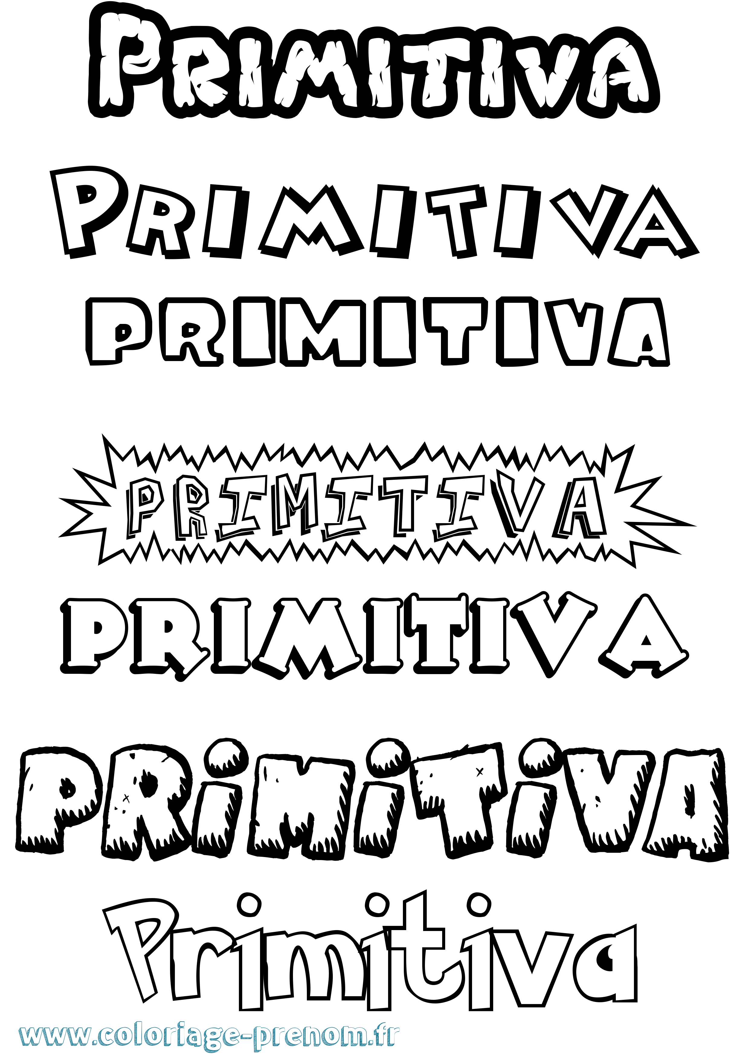 Coloriage Primitiva Dessin Animé Coloriage prénom Primitiva Dessin Animé