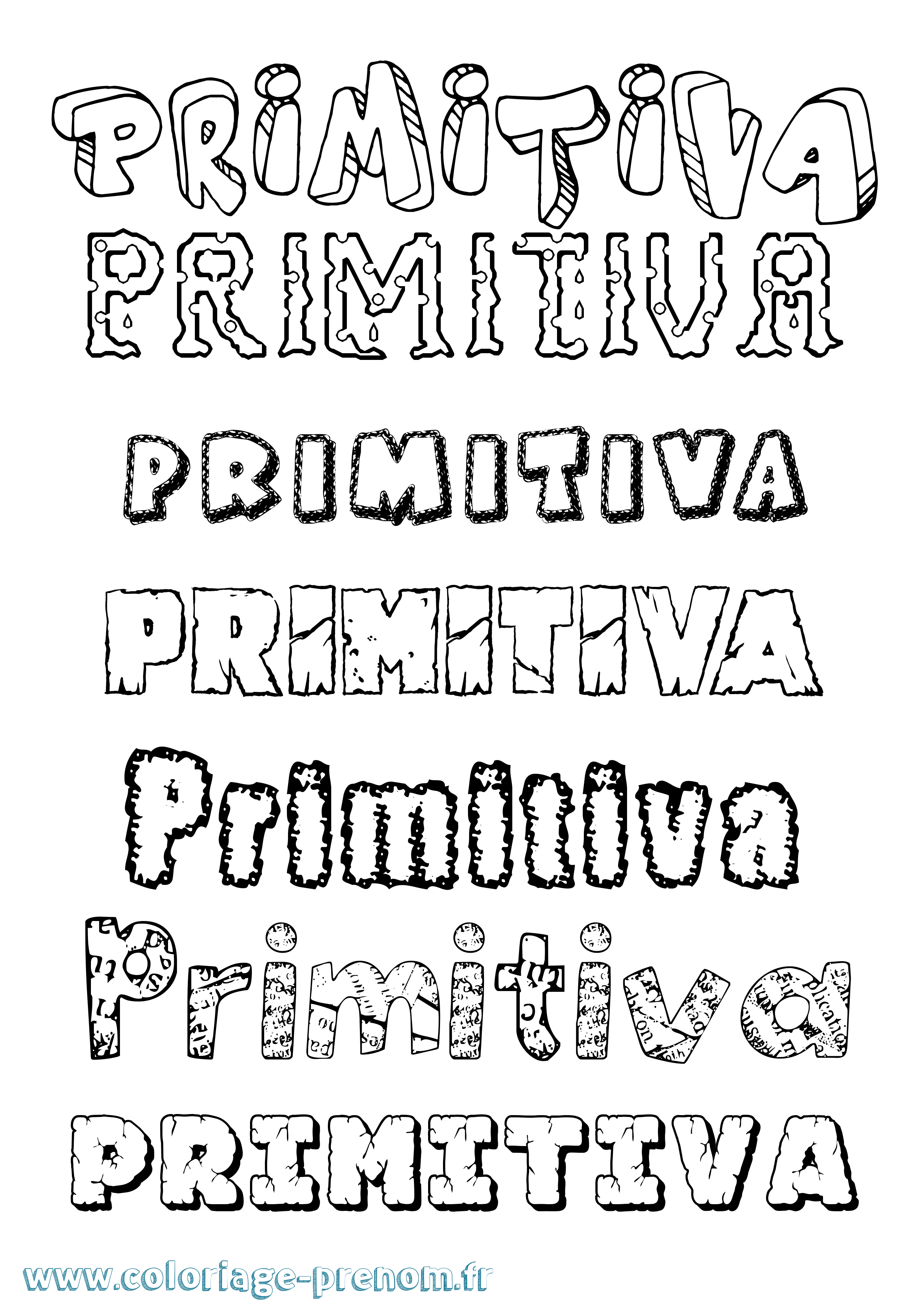 Coloriage Primitiva Destructuré Coloriage prénom Primitiva Destructuré