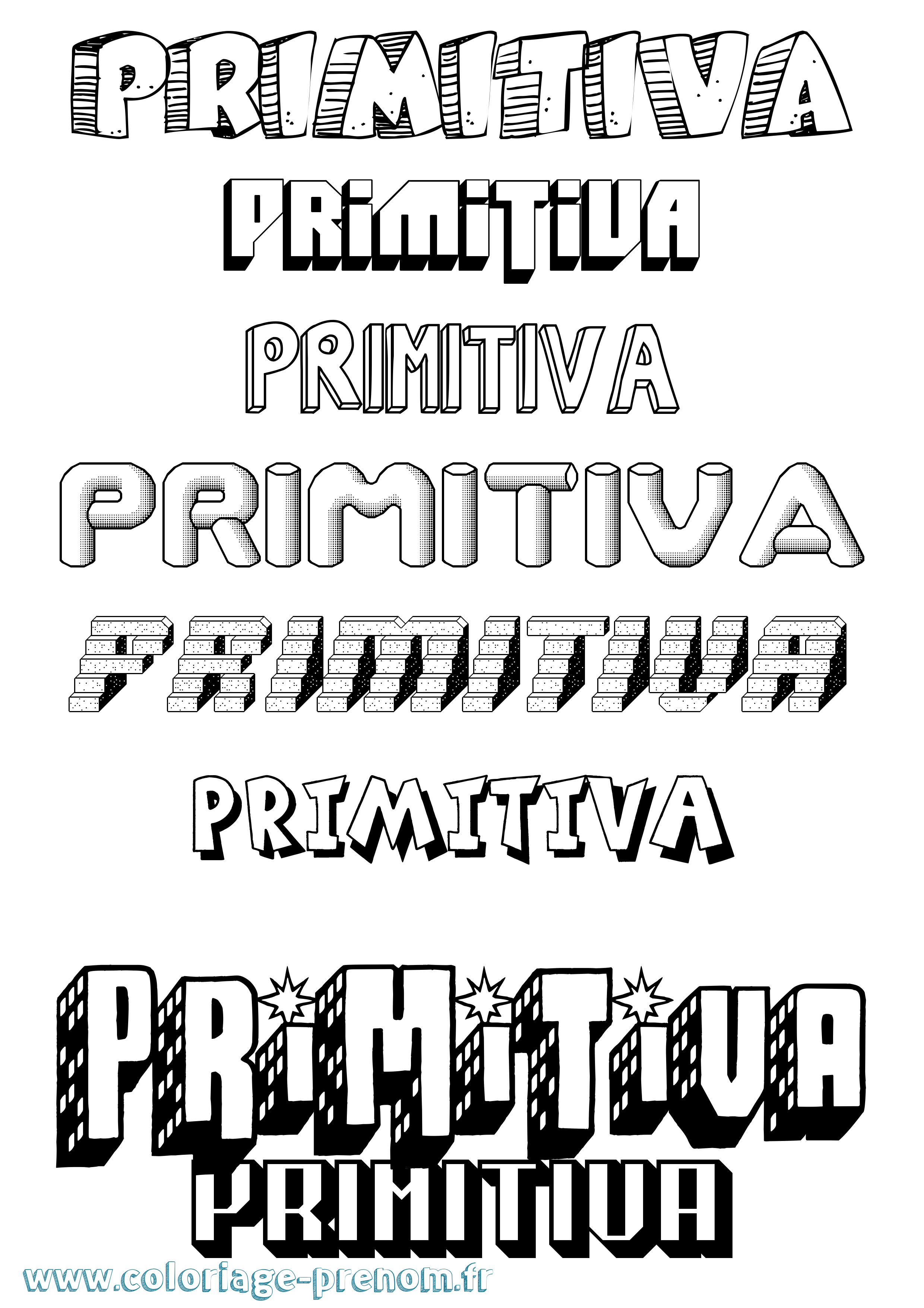 Coloriage Primitiva Effet 3D Coloriage prénom Primitiva Effet 3D