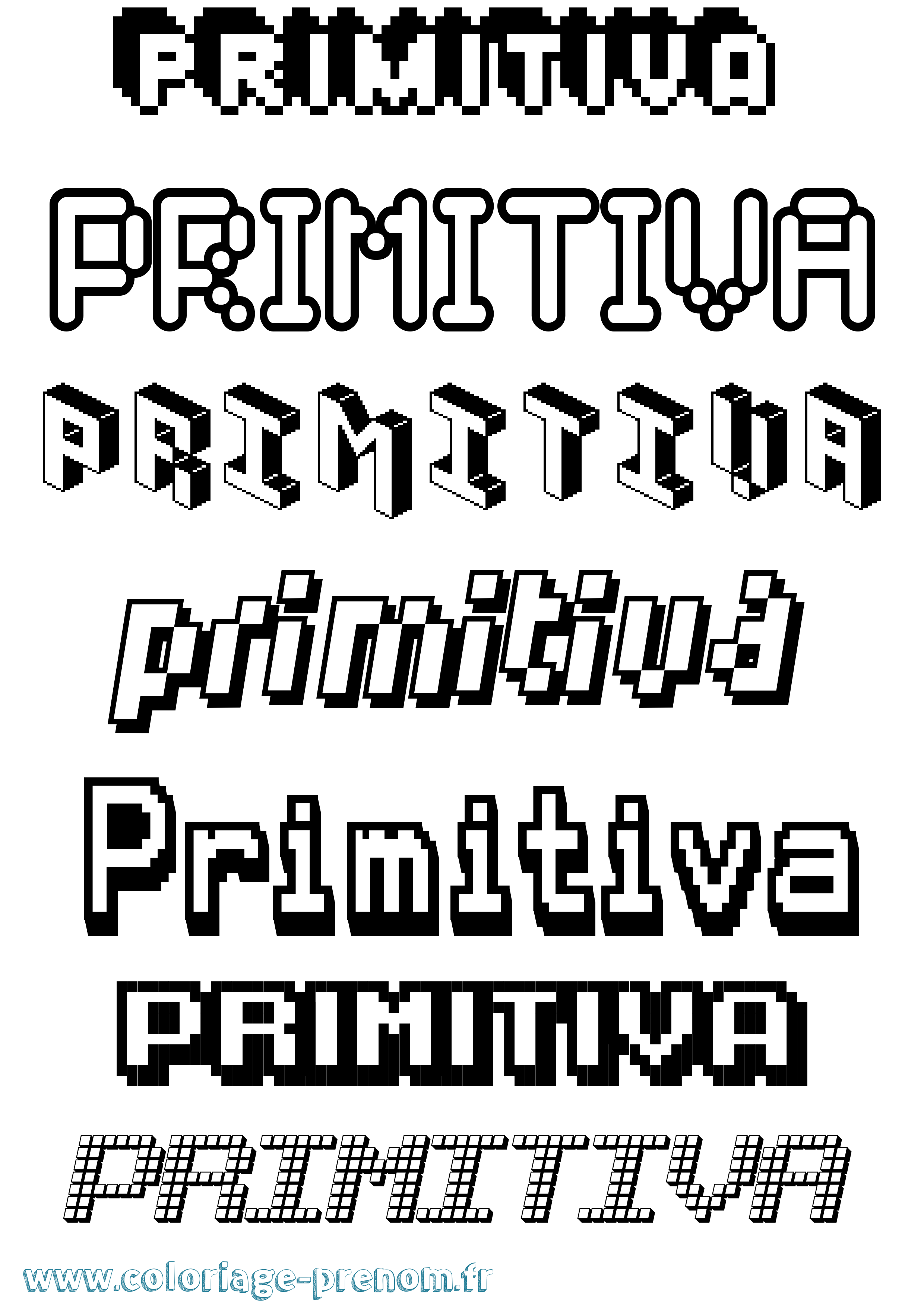 Coloriage Primitiva Pixel Coloriage prénom Primitiva Pixel