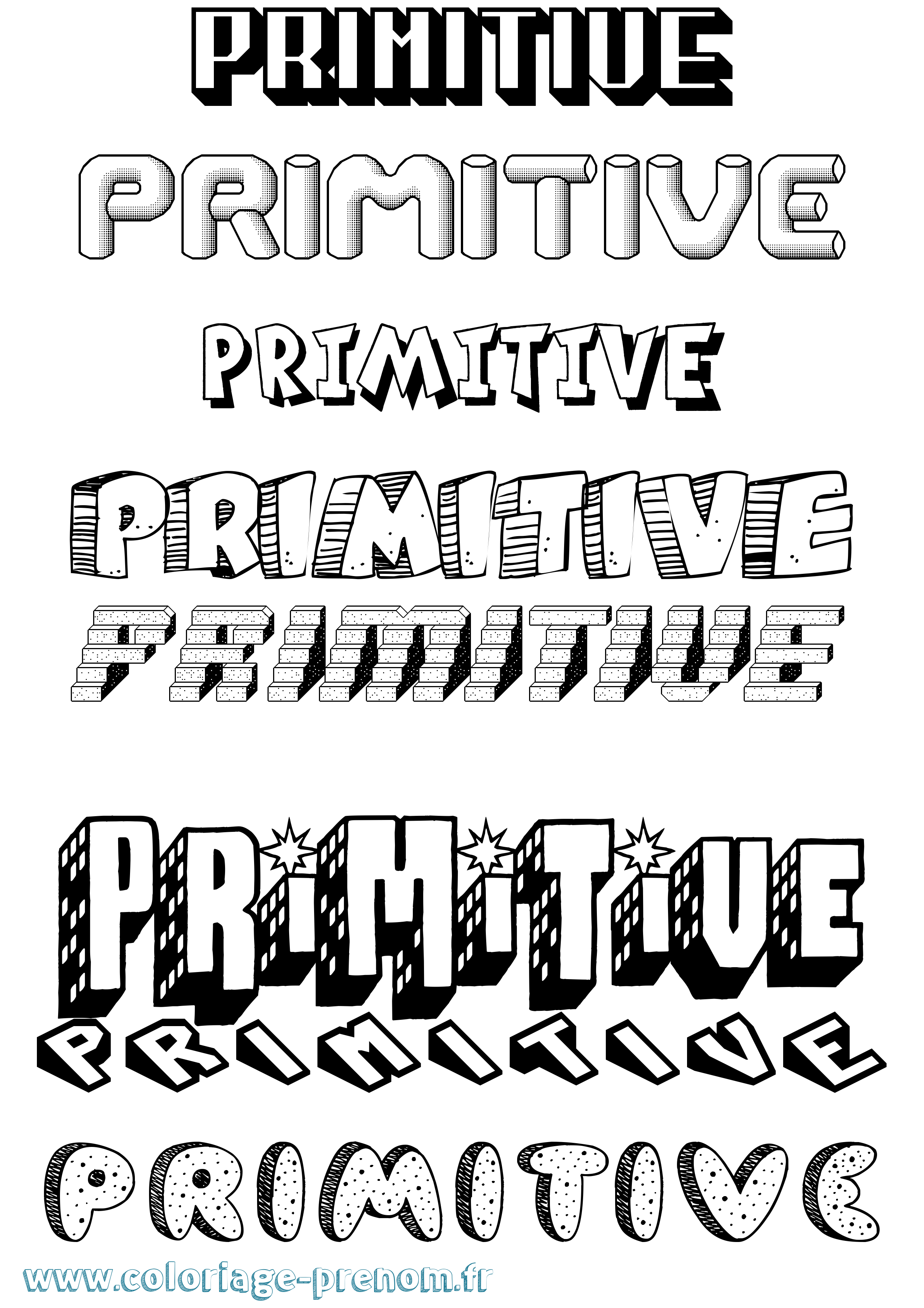 Coloriage Primitive Effet 3D Coloriage prénom Primitive Effet 3D